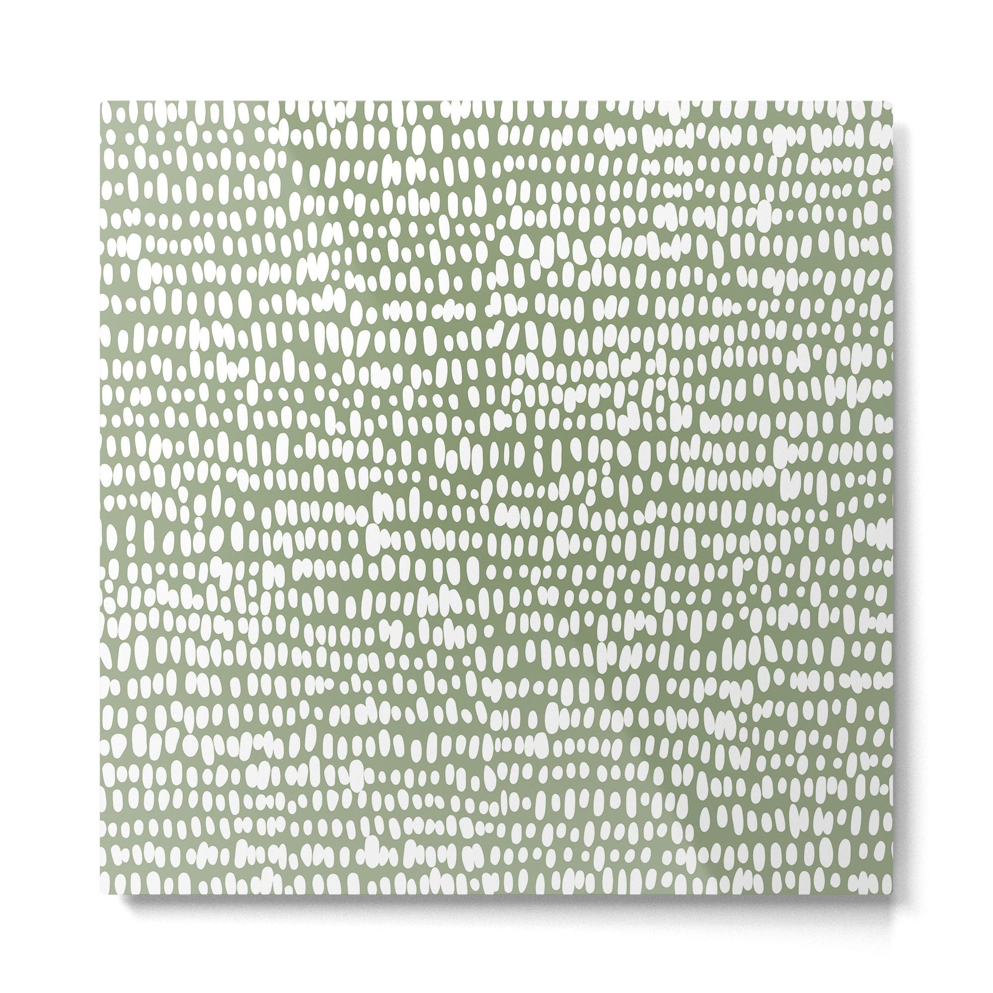 Spotted Preppy Dots Abstract in Sage Green Metal Print | TeksDecor