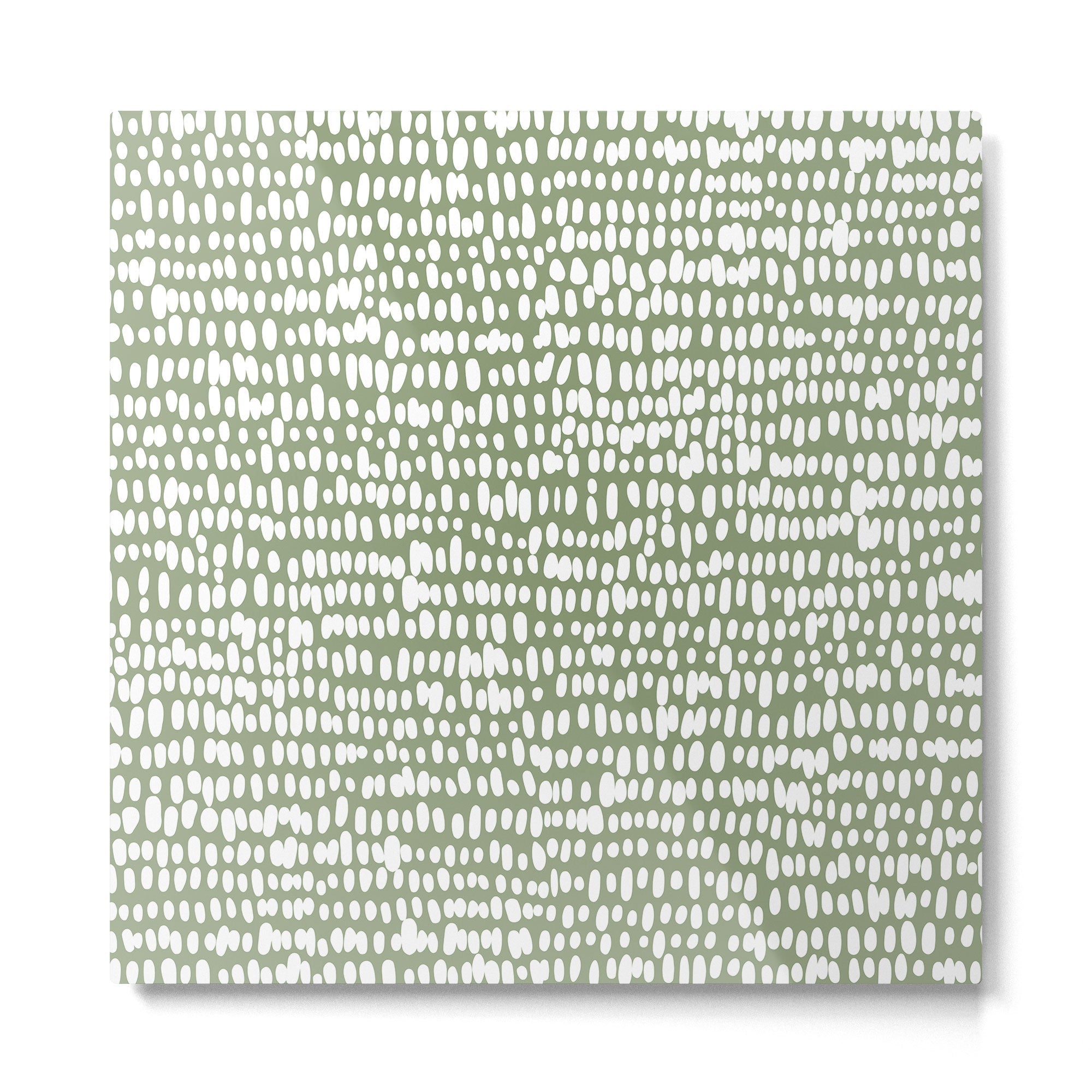 Spotted Preppy Dots Abstract in Sage Green Metal Print | TeksDecor