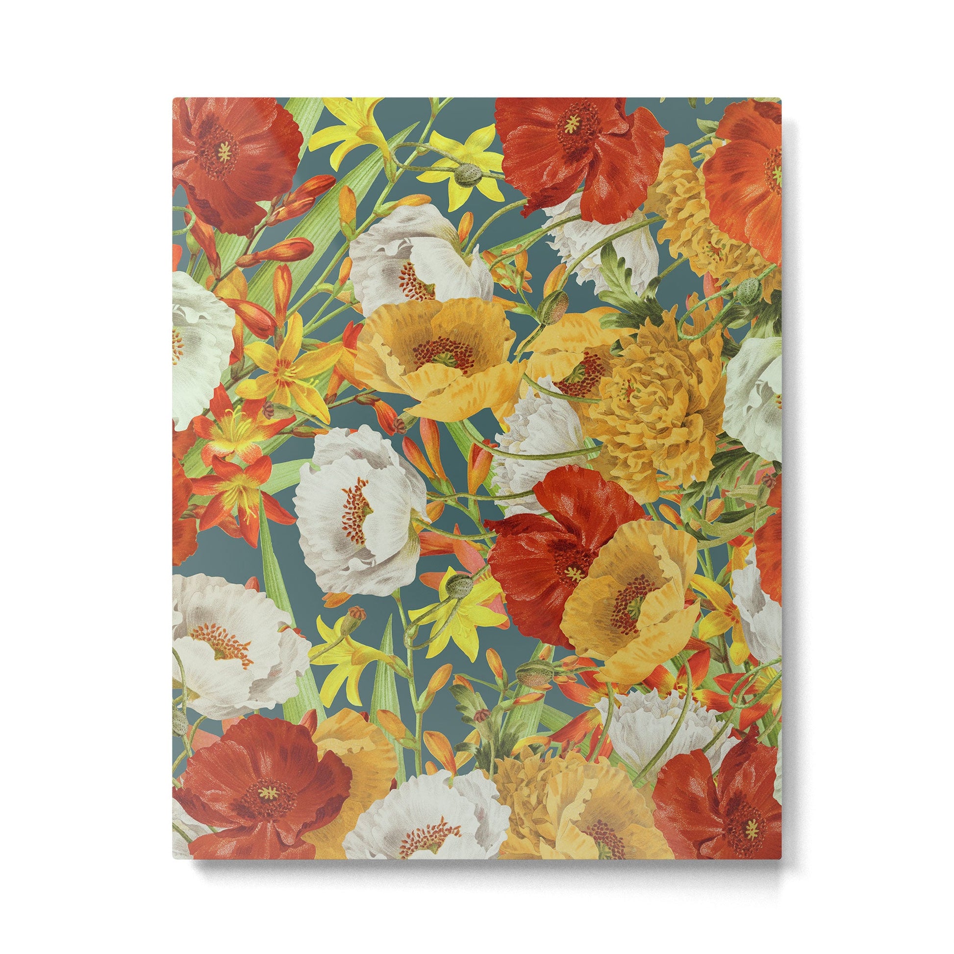 Vintage Poppy Floral Metal Print | TeksDecor