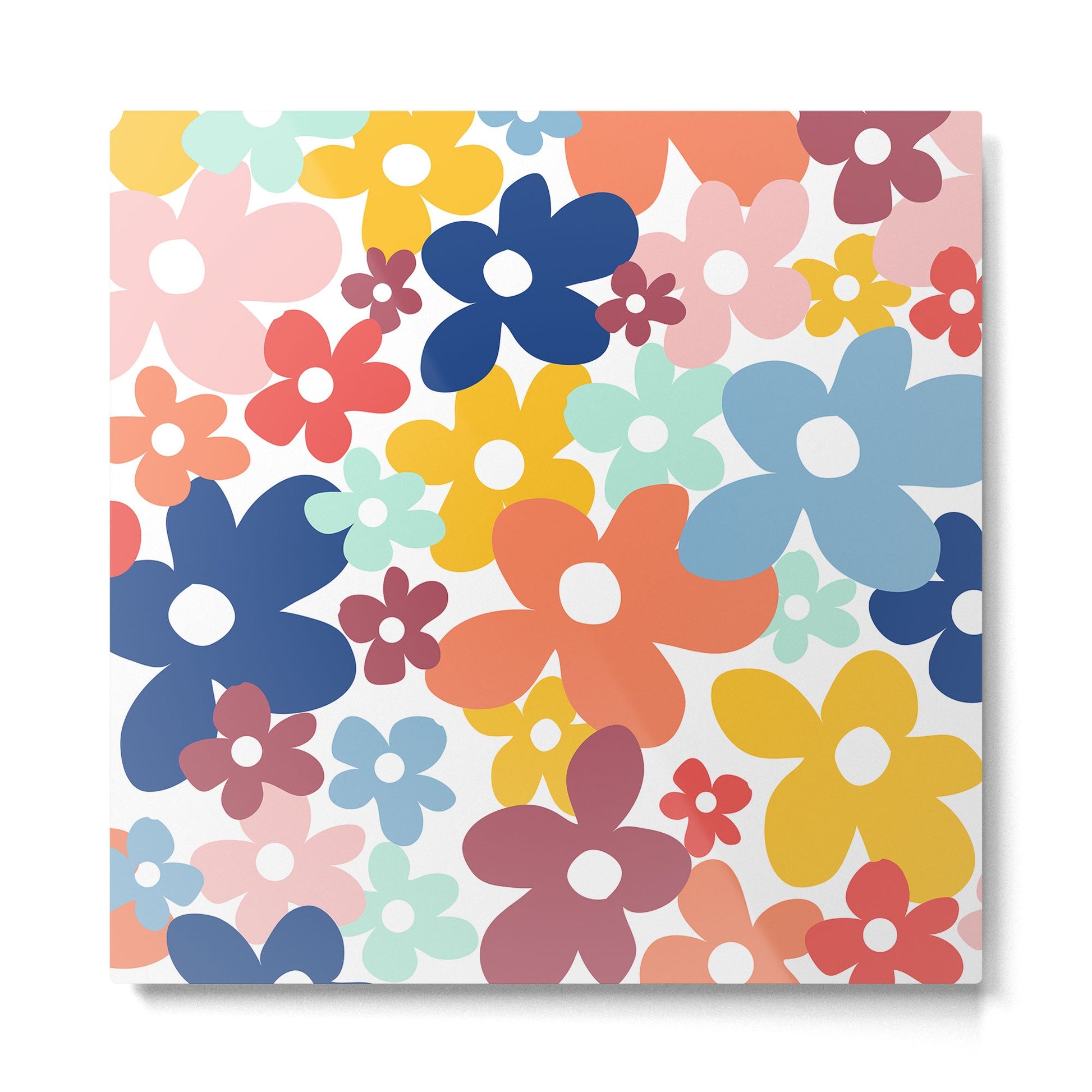 Wall Flower, Retro, Colorful, Floral Prints Metal Print | TeksDecor