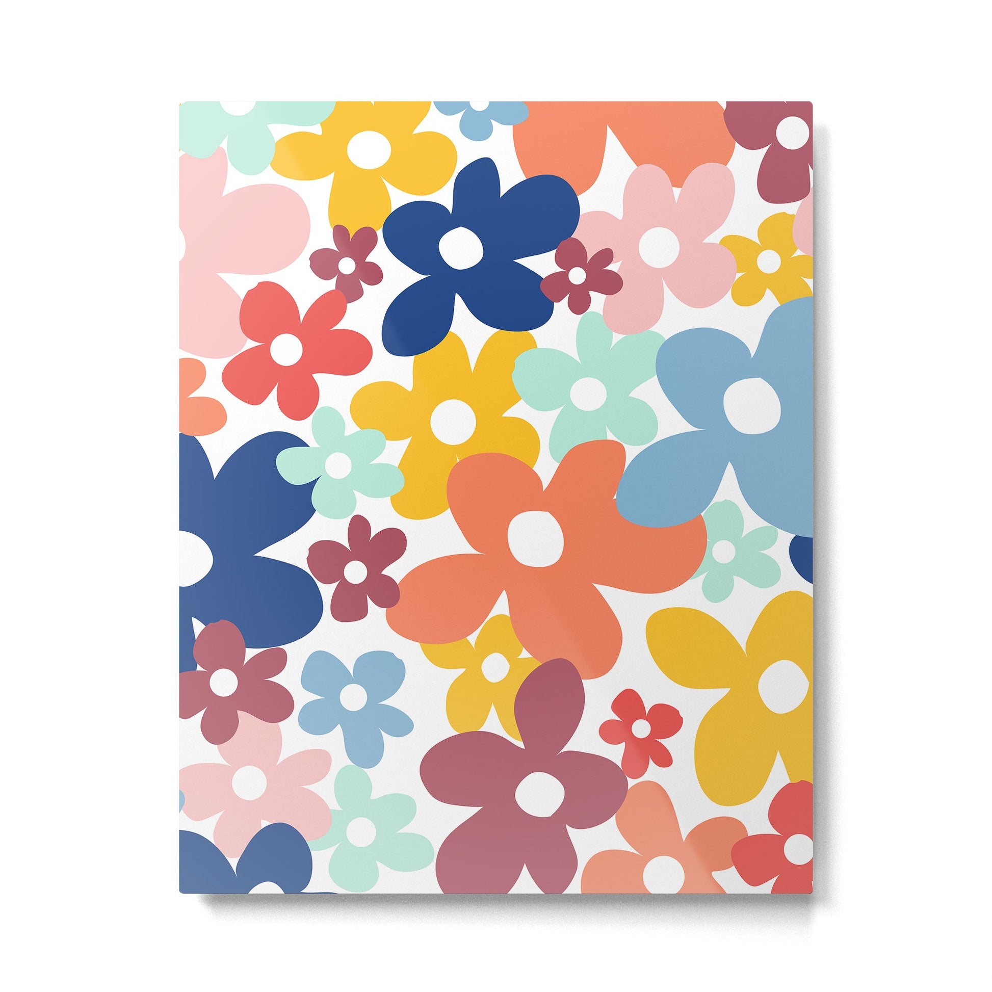 Wall Flower, Retro, Colorful, Floral Prints Metal Print | TeksDecor