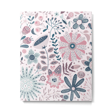Whimsical Playful Flower Garden, Floral Prints Pink and Teal Metal Print | TeksDecor