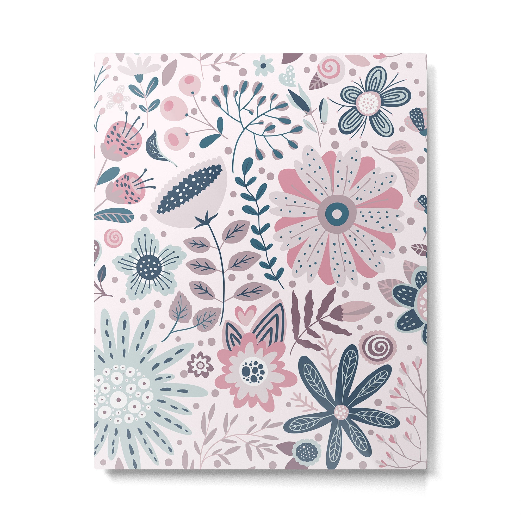 Whimsical Playful Flower Garden, Floral Prints Pink and Teal Metal Print | TeksDecor