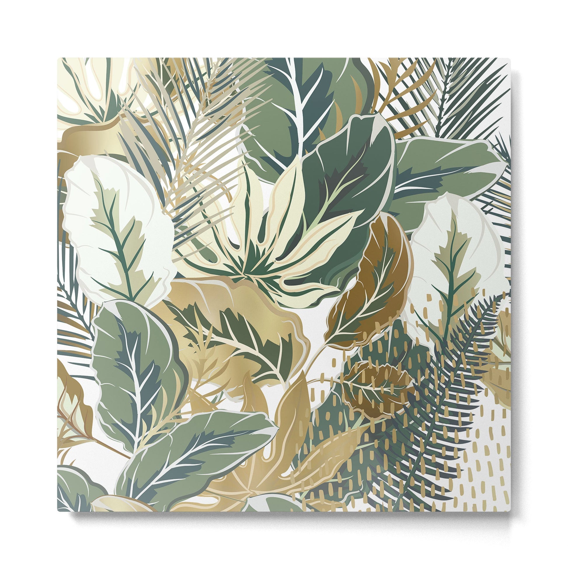 Wild Tropical Prints, Green and Gold Metal Print | TeksDecor