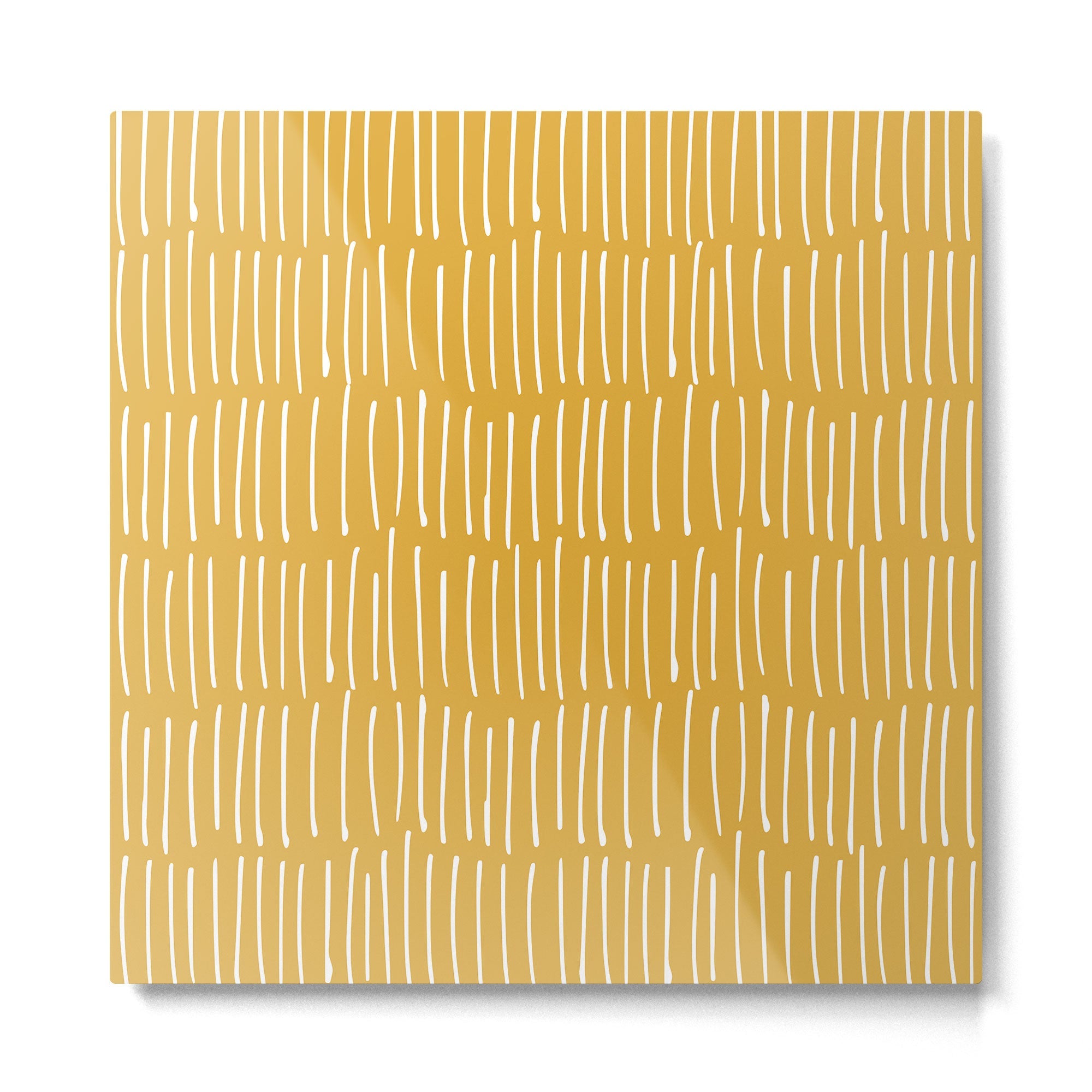 Yellow Abstract Line Art Metal Print | TeksDecor