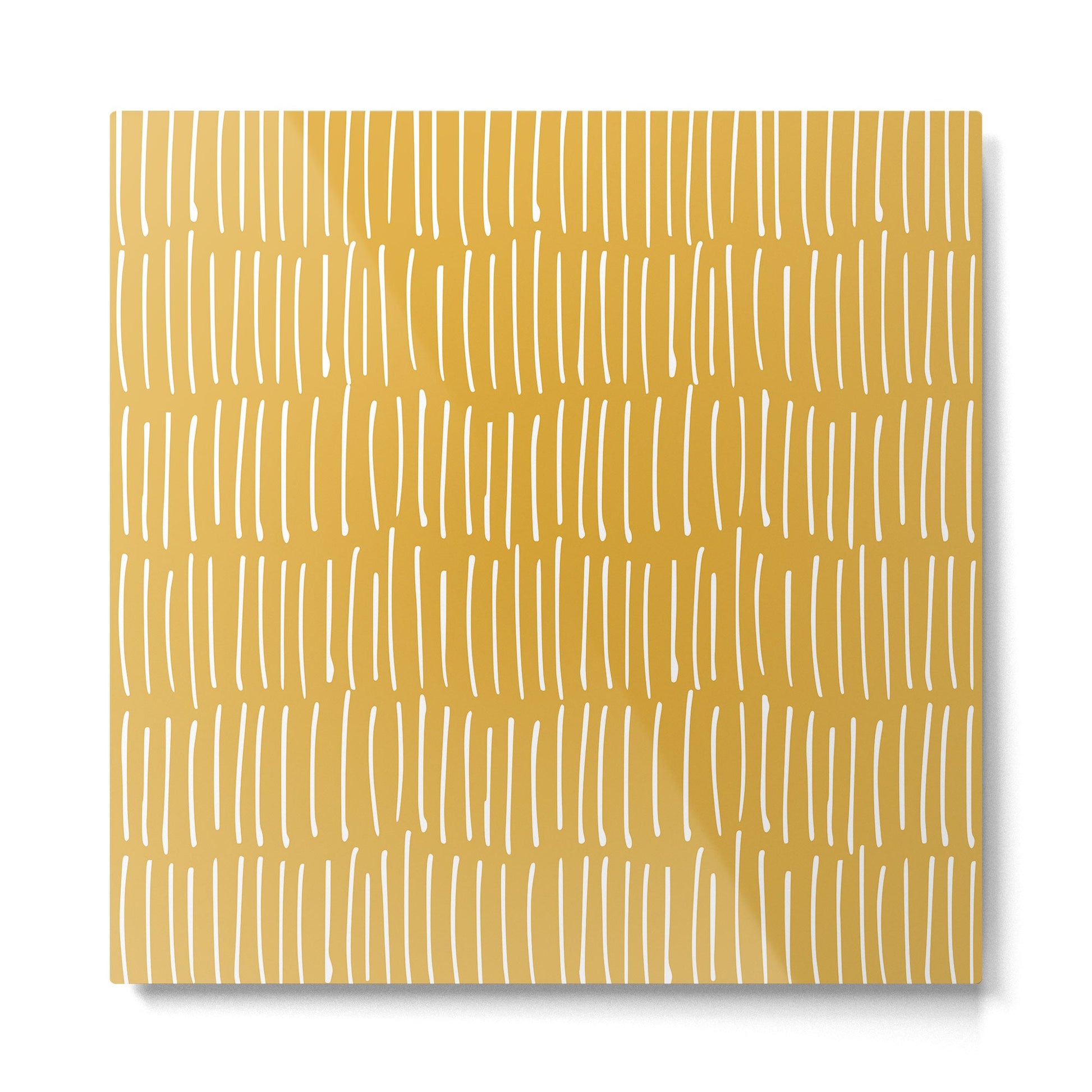 Yellow Abstract Line Art Metal Print | TeksDecor