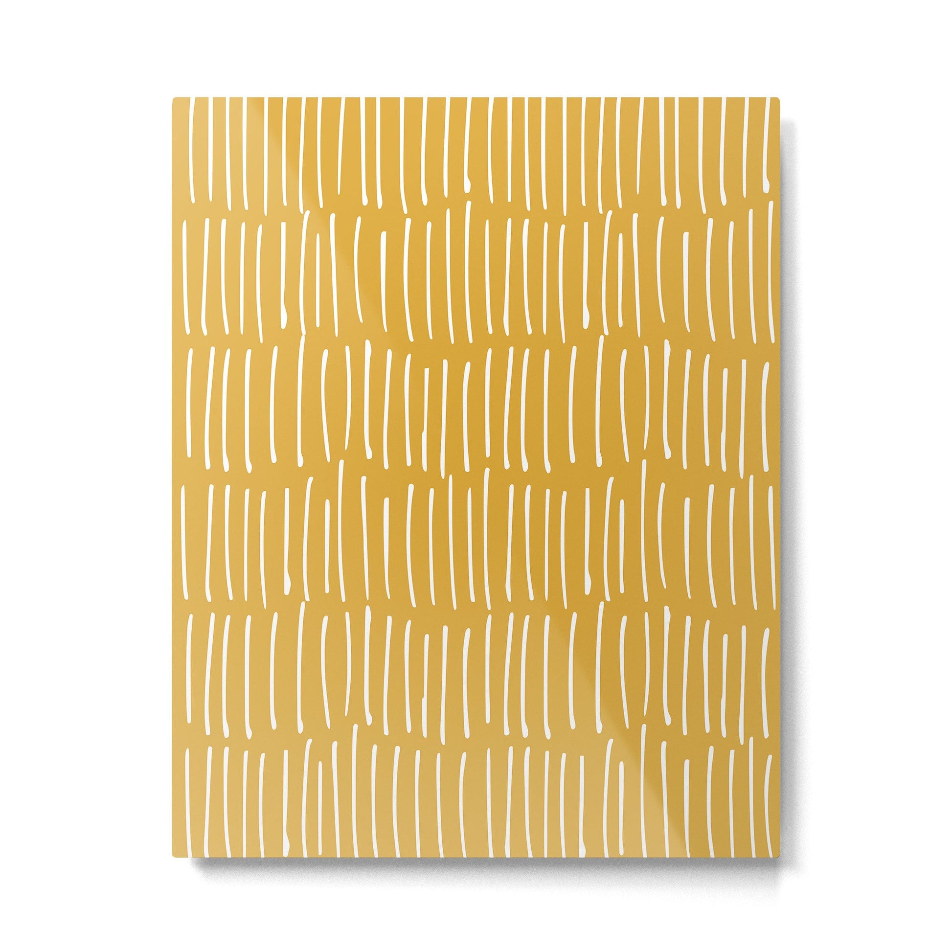 Yellow Abstract Line Art Metal Print | TeksDecor