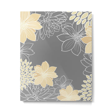 Yellow and Grey Floral Metal Print | TeksDecor