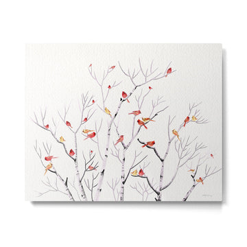 Birch Trees and Cardinal 2  Metal Print | TeksDecor