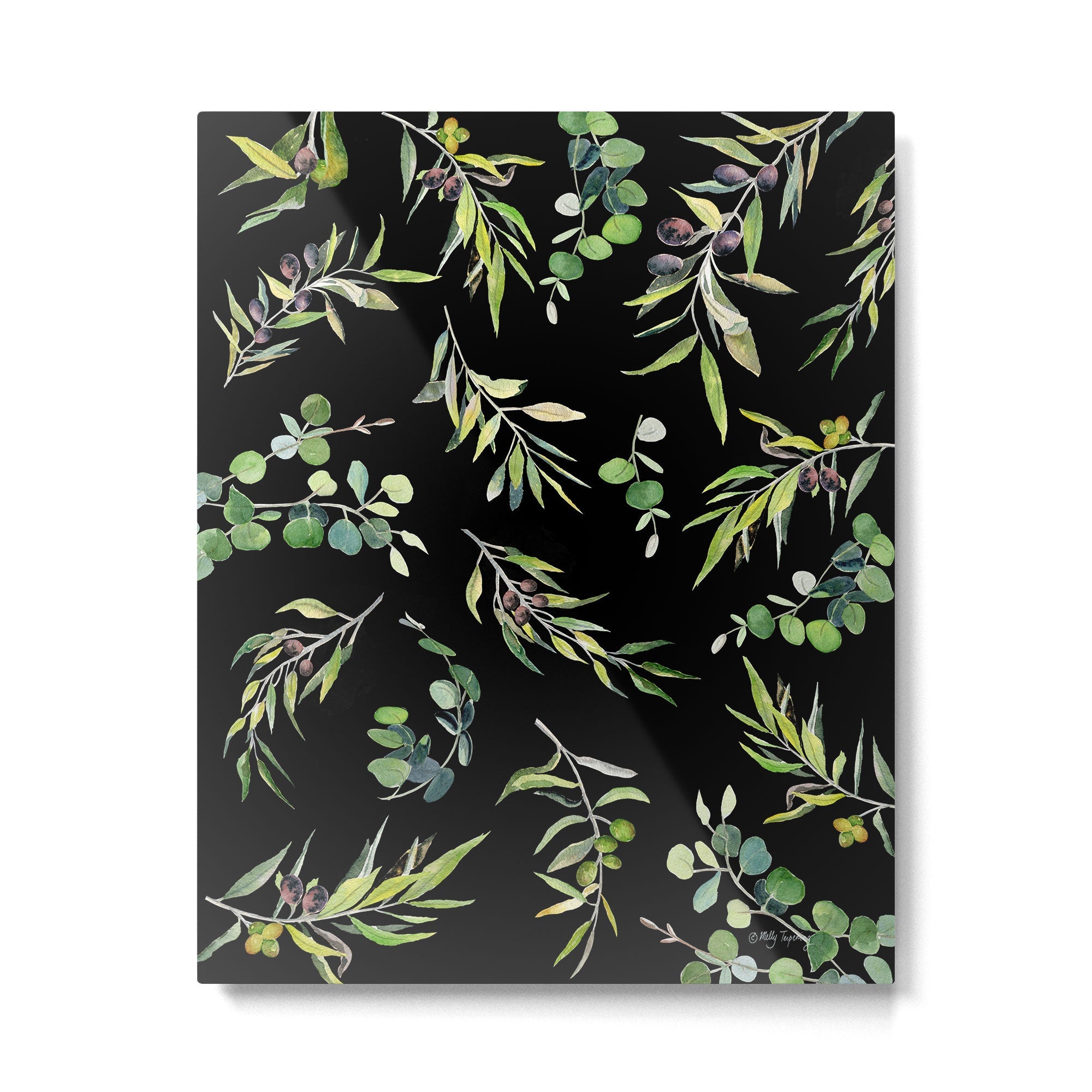 Eucalyptus and Olive Pattern  Metal Print | TeksDecor