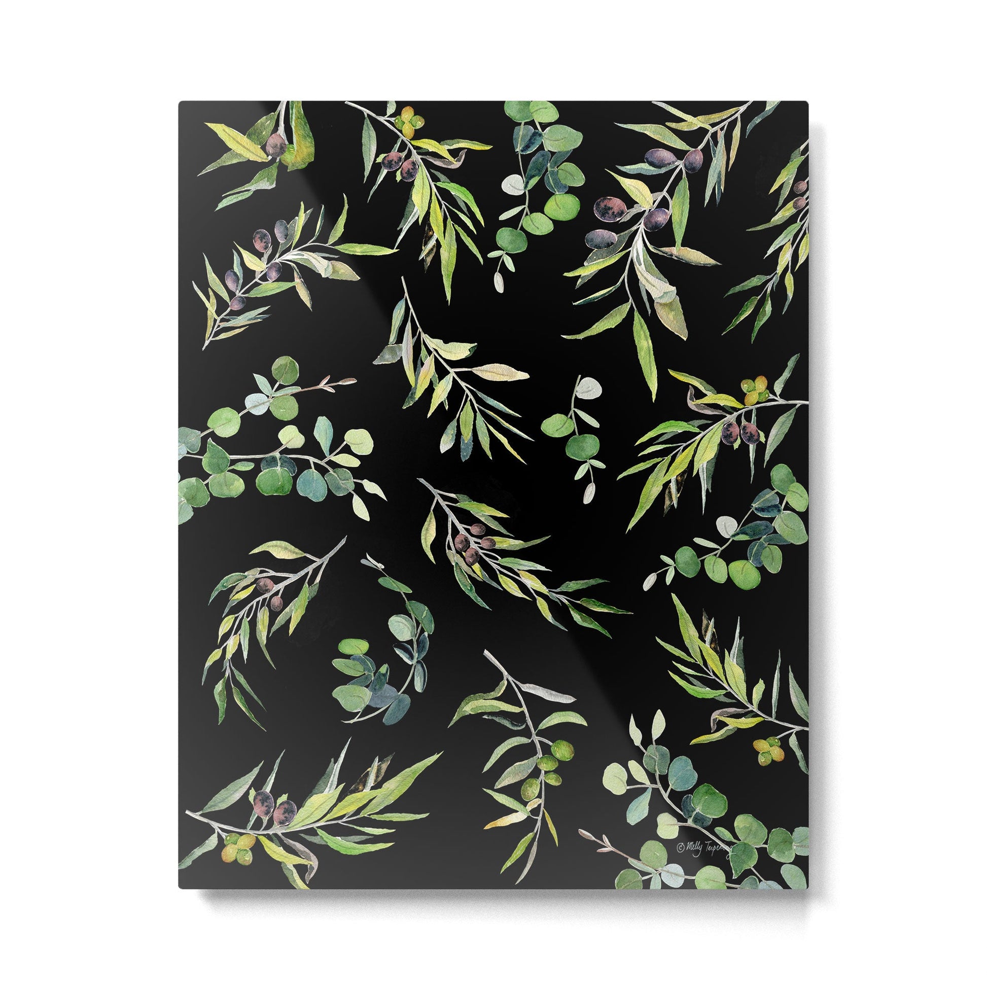 Eucalyptus and Olive Pattern  Metal Print | TeksDecor