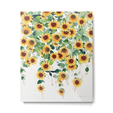 Sunflowers and Eucalyptus Garland  Metal Print | TeksDecor