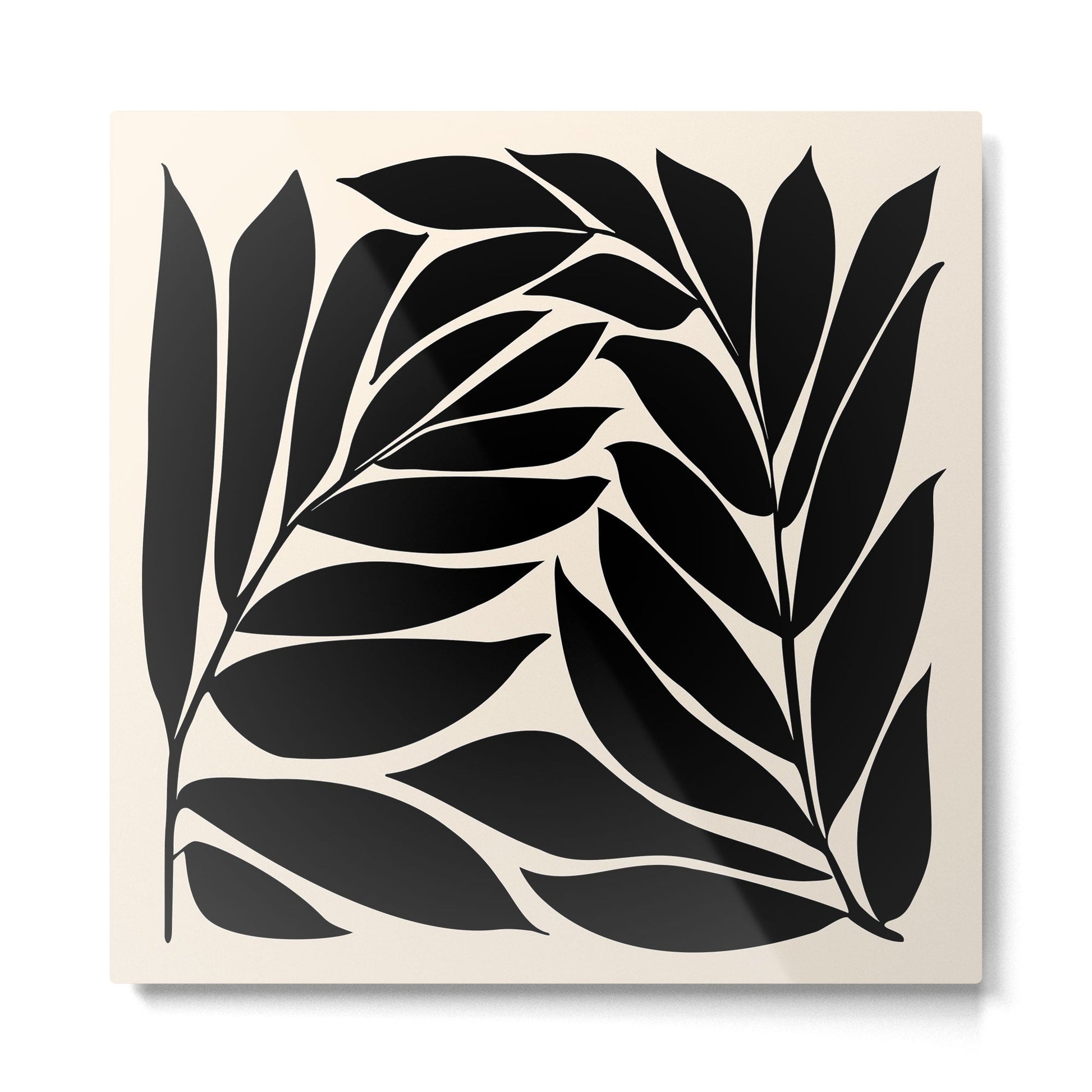 Black Seagrass Shapes Drawing Metal Print | TeksDecor
