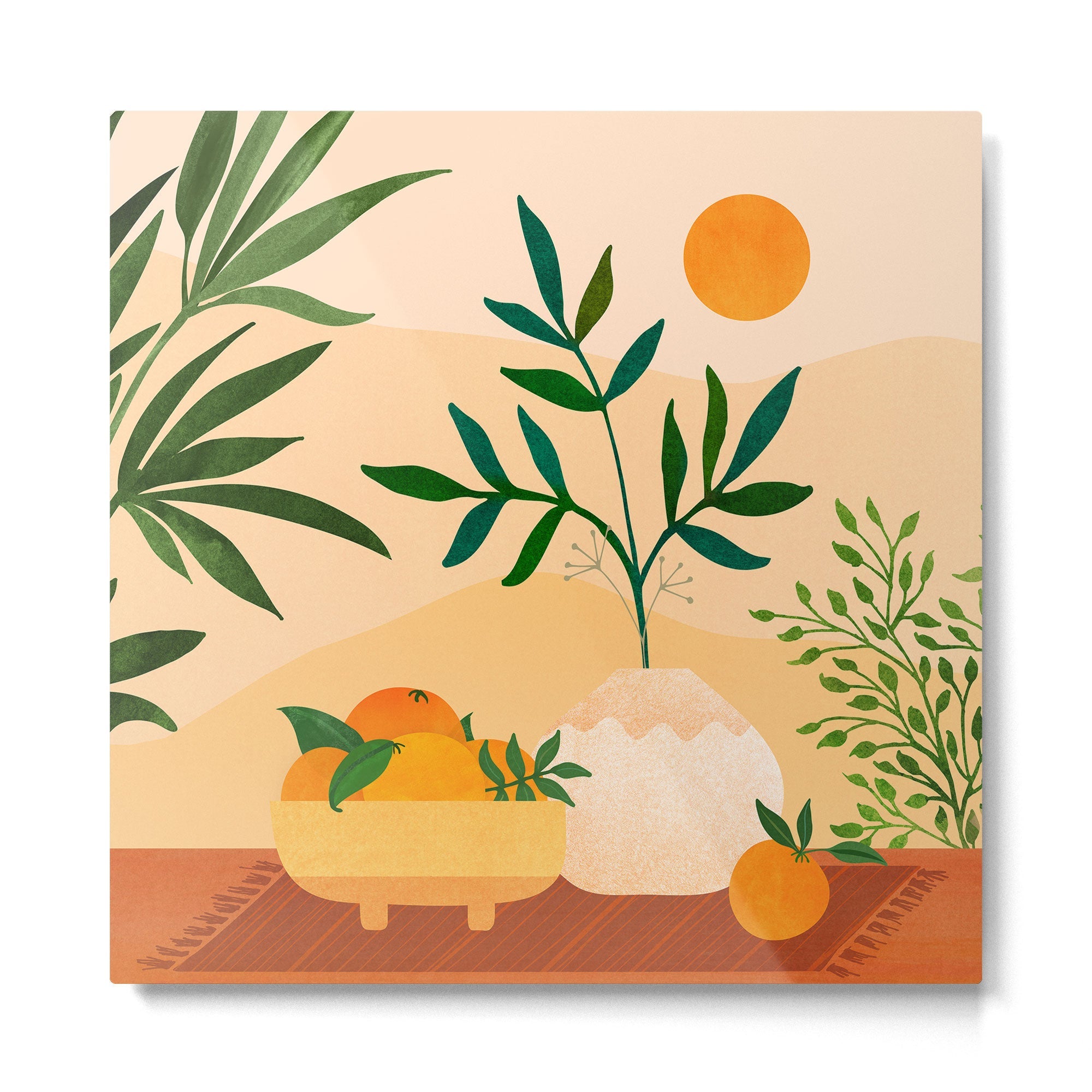Bohemian Summer / Landscape Illustration Metal Print | TeksDecor