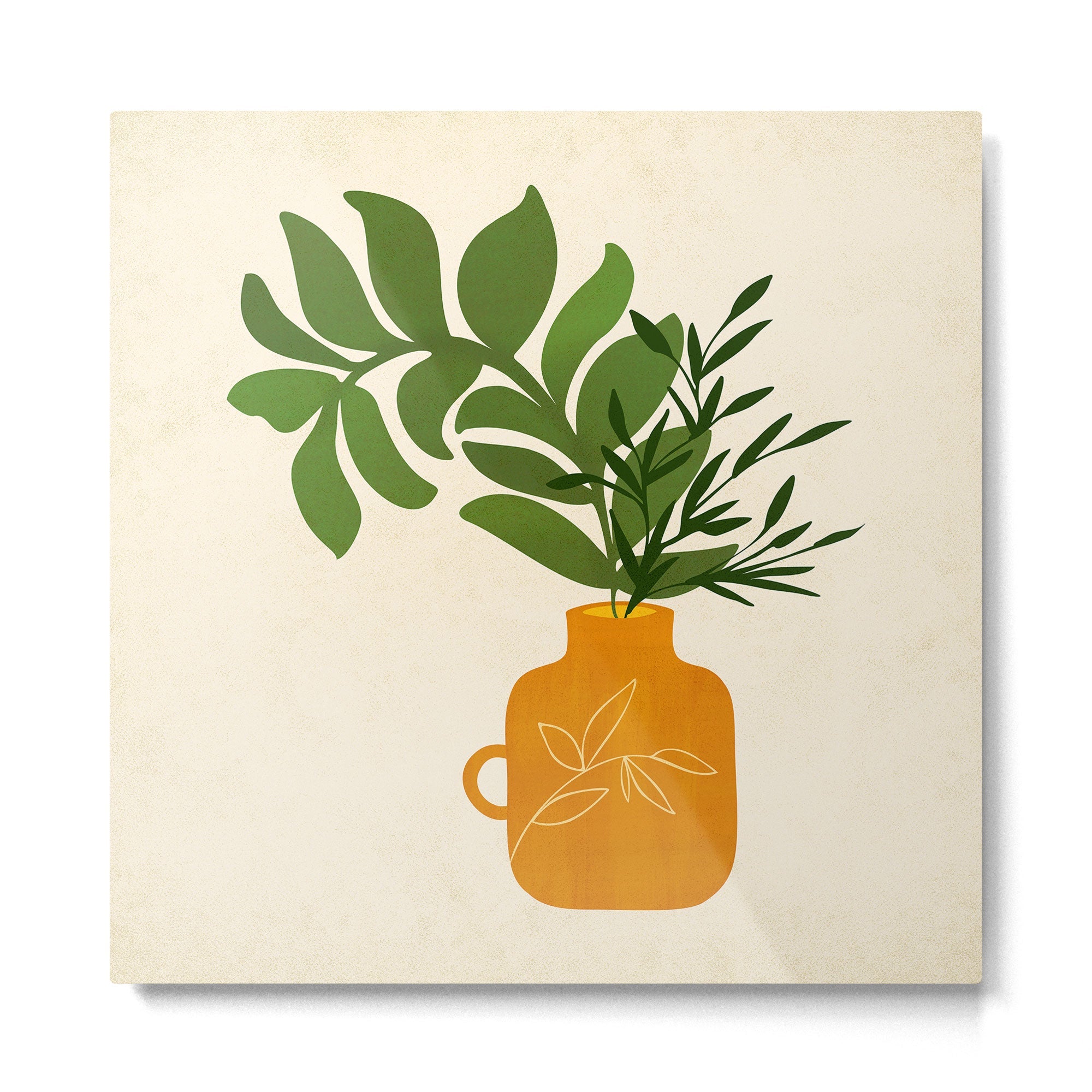 Boho Bouquet Vintage Botanical Illustration Metal Print | TeksDecor