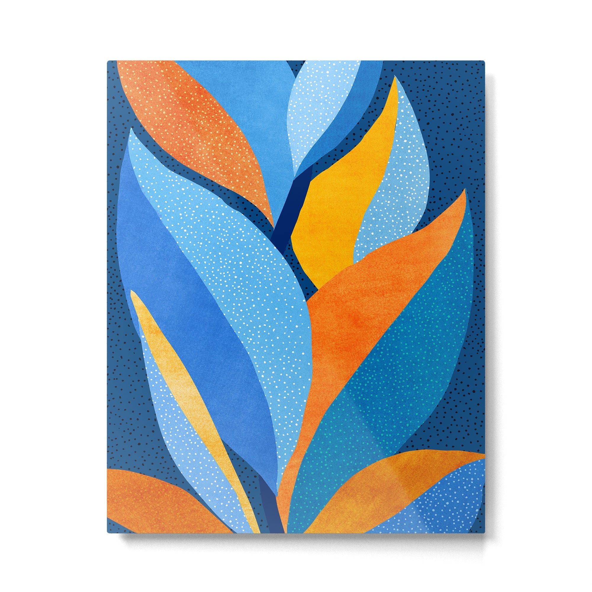 First Light - Orange and Blue Abstract Botanical Metal Print | TeksDecor