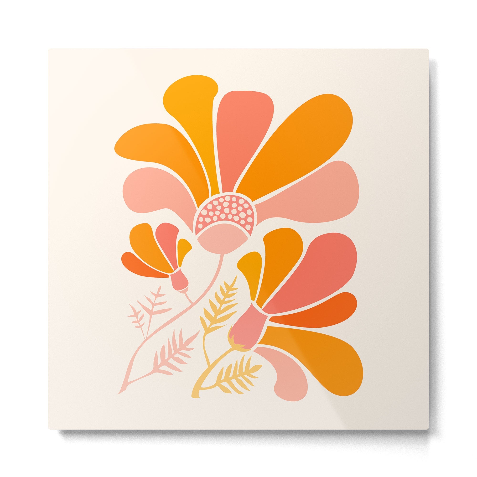 Floral Disco Party - 70s Style Wildflowers Metal Print | TeksDecor