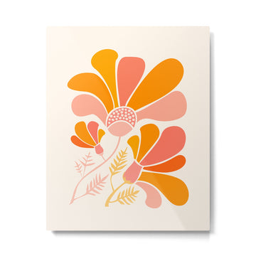 Floral Disco Party - 70s Style Wildflowers Metal Print | TeksDecor