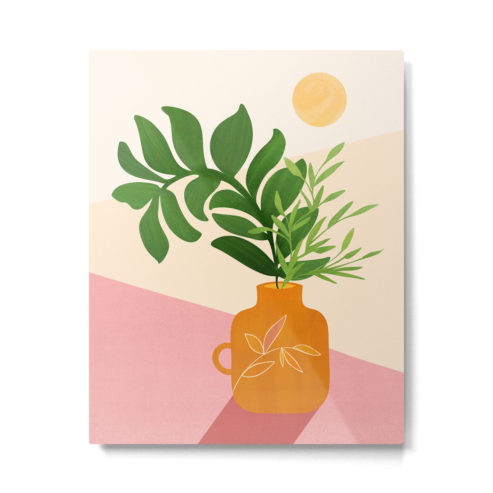 Greenery and Sunlight Botanical Still Life Metal Print | TeksDecor