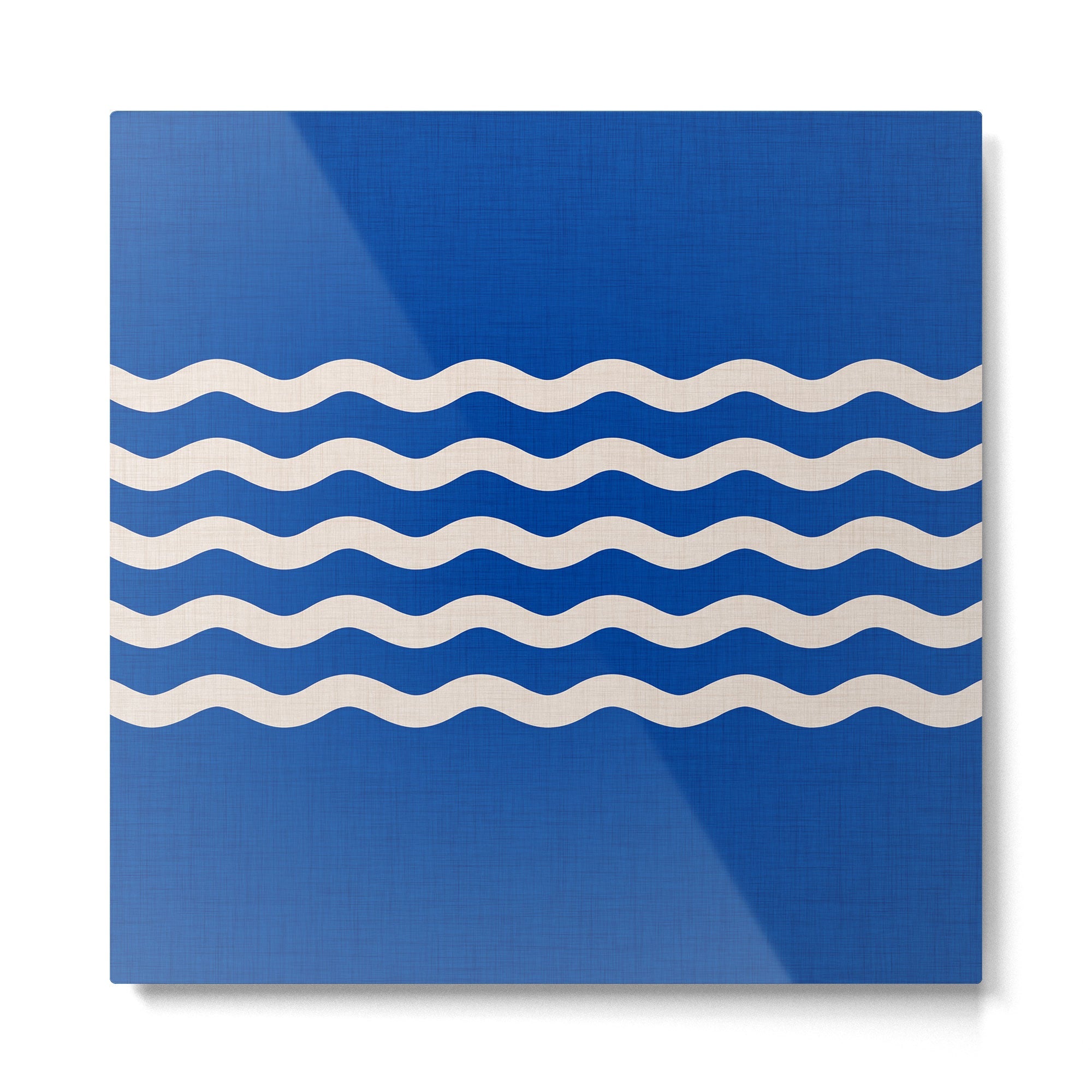 Indigo Waves in Blue and White Metal Print | TeksDecor