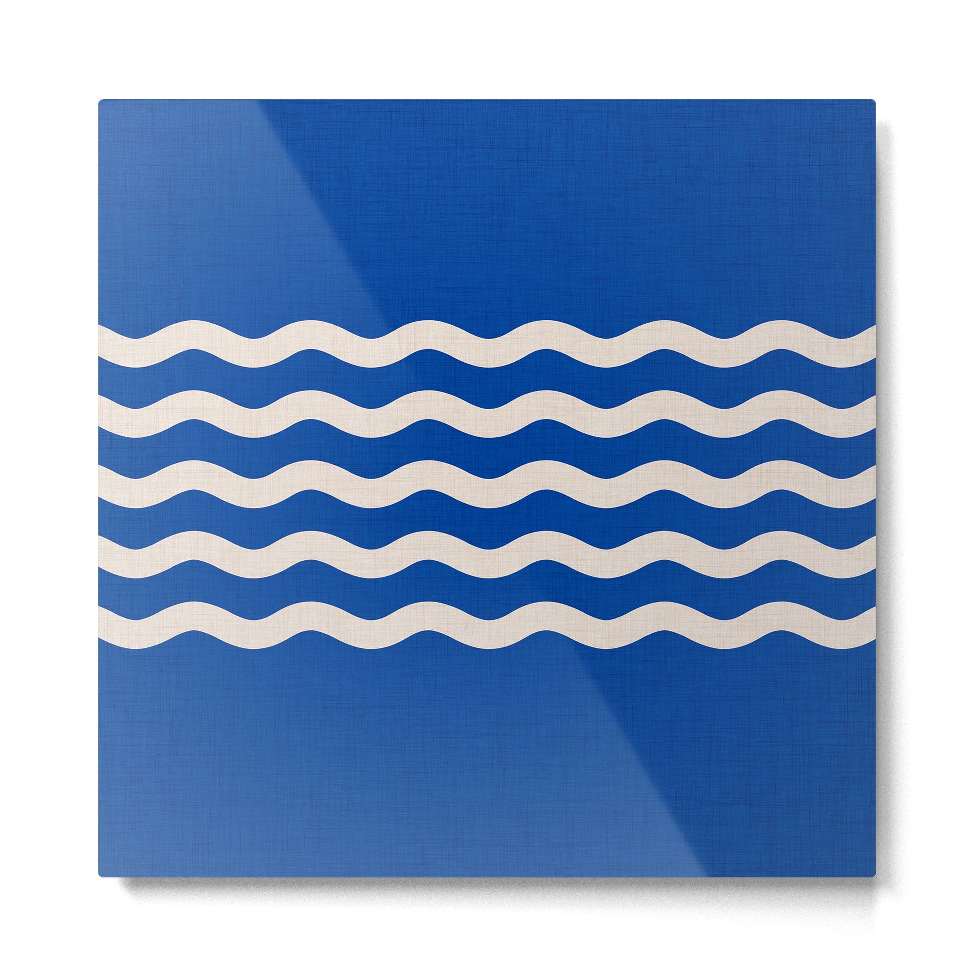 Indigo Waves in Blue and White Metal Print | TeksDecor