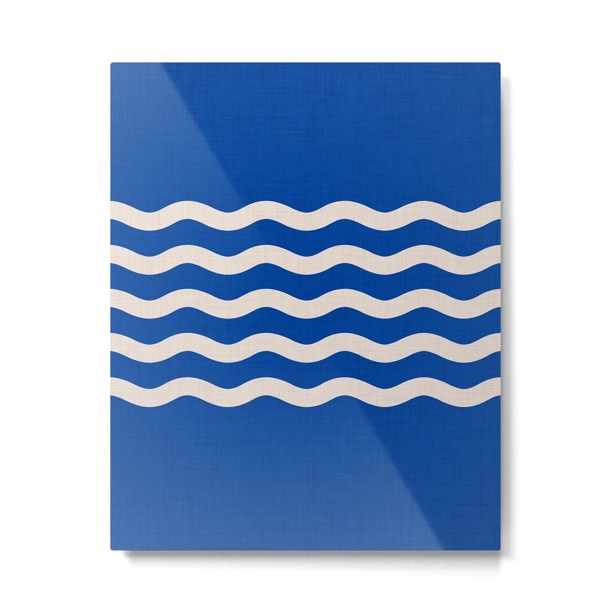 Indigo Waves in Blue and White Metal Print | TeksDecor