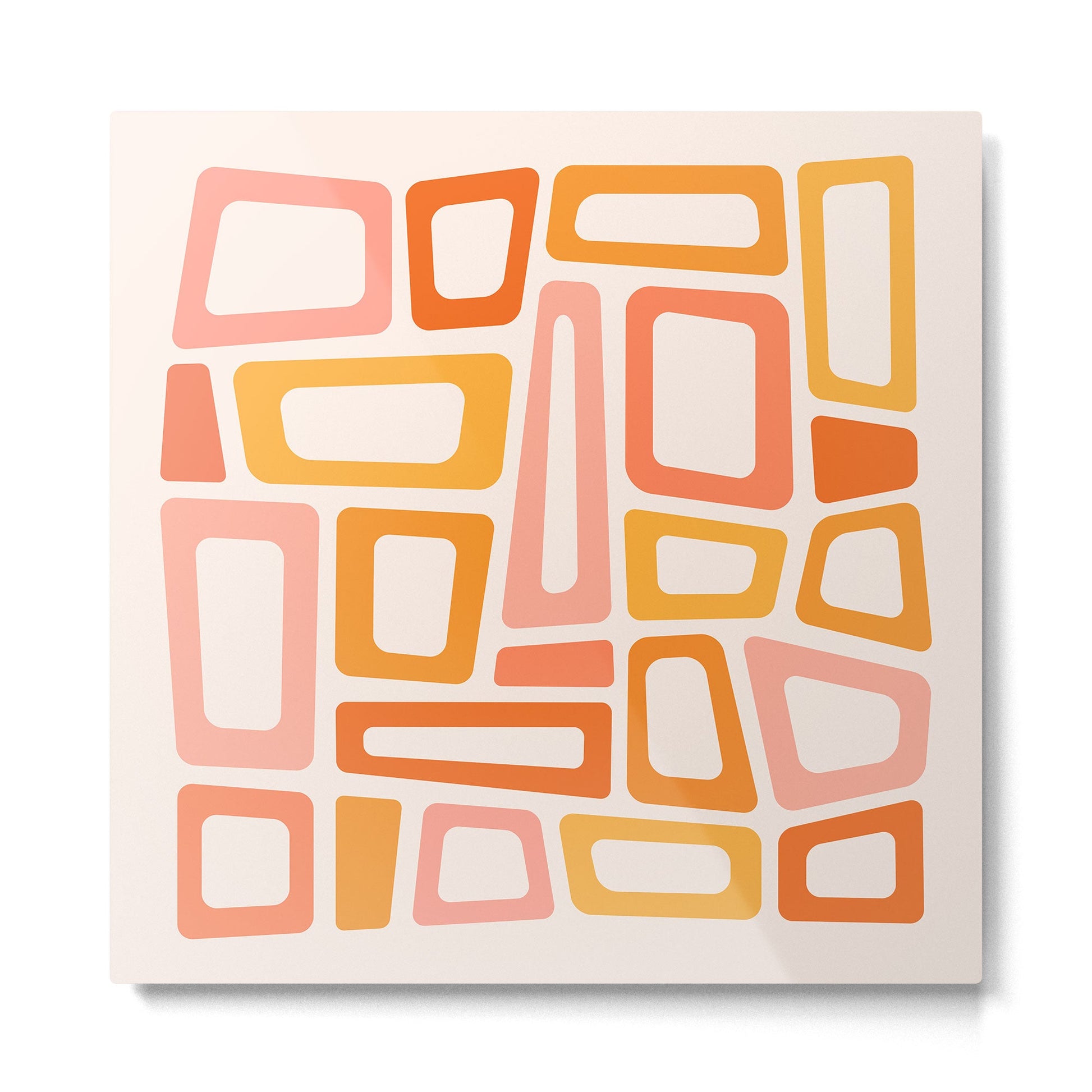 Mellow Mid Mod in Pink and Orange Metal Print | TeksDecor