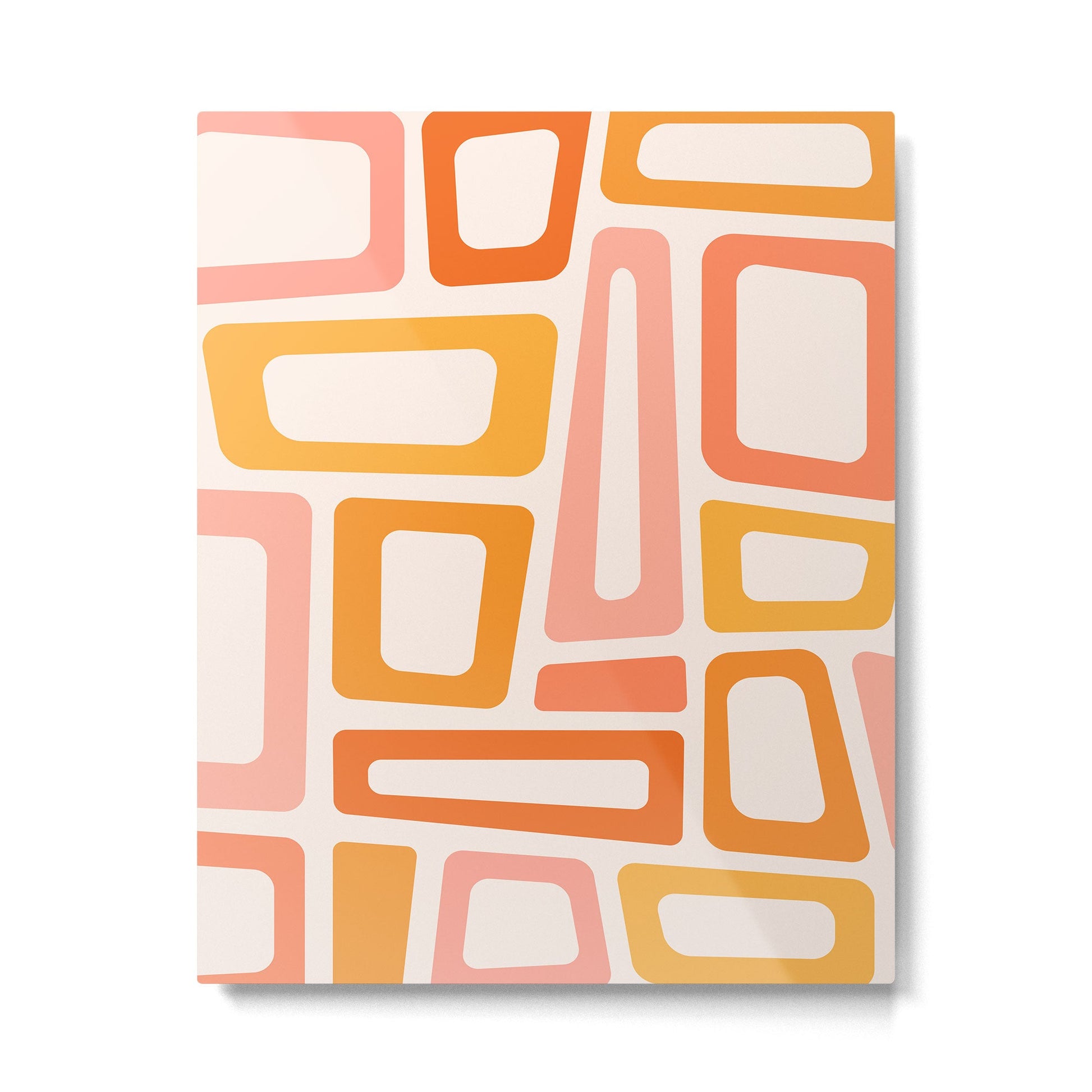 Mellow Mid Mod in Pink and Orange Metal Print | TeksDecor