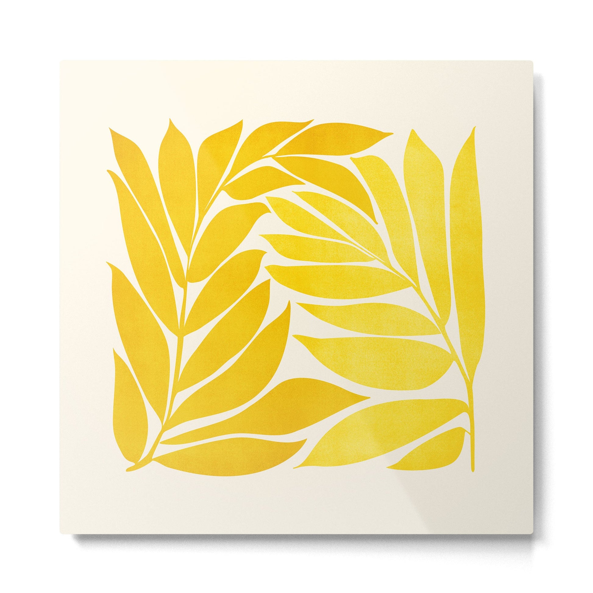 Mid Mod Vines in Yellow Metal Print | TeksDecor
