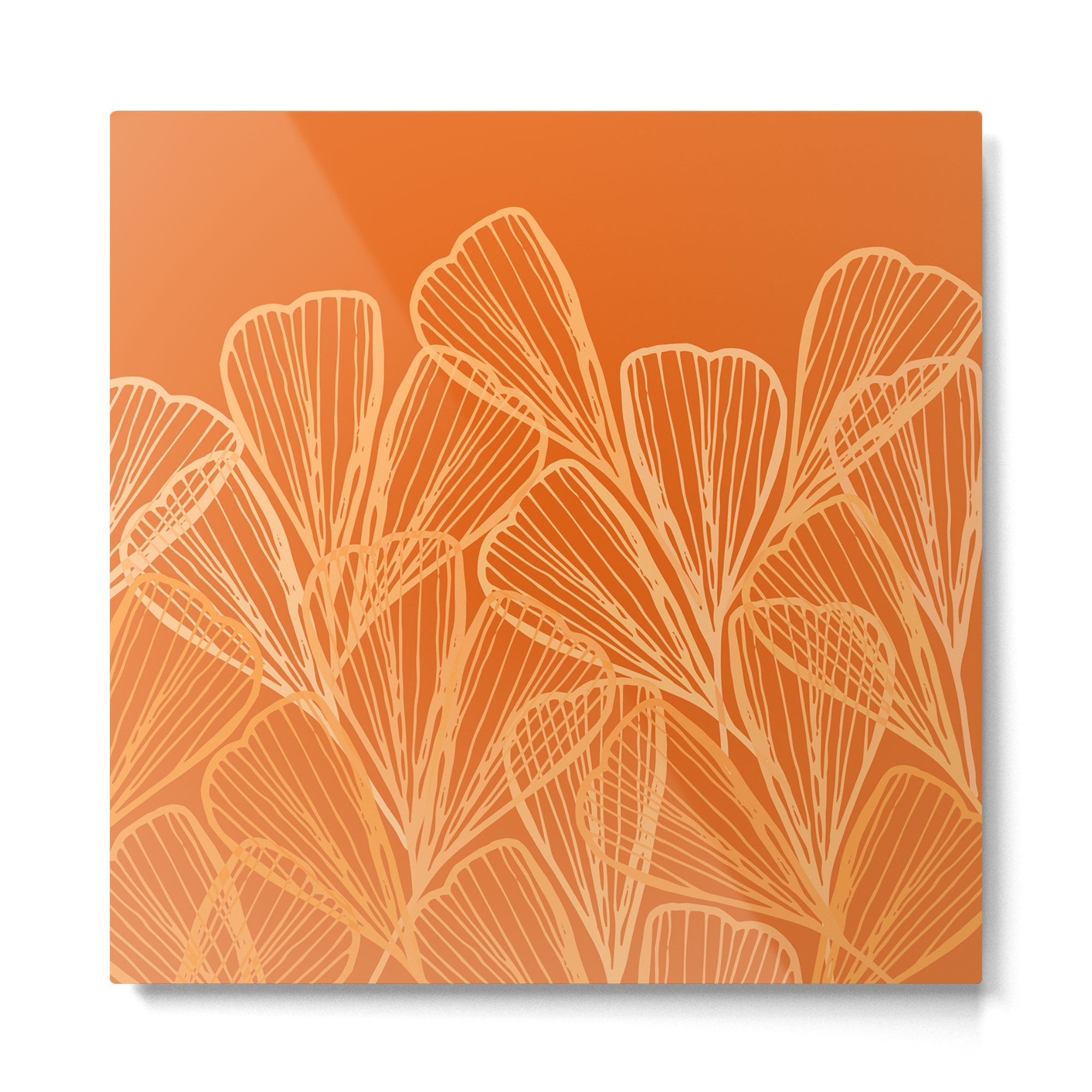 Modern Garden in Orange Metal Print | TeksDecor