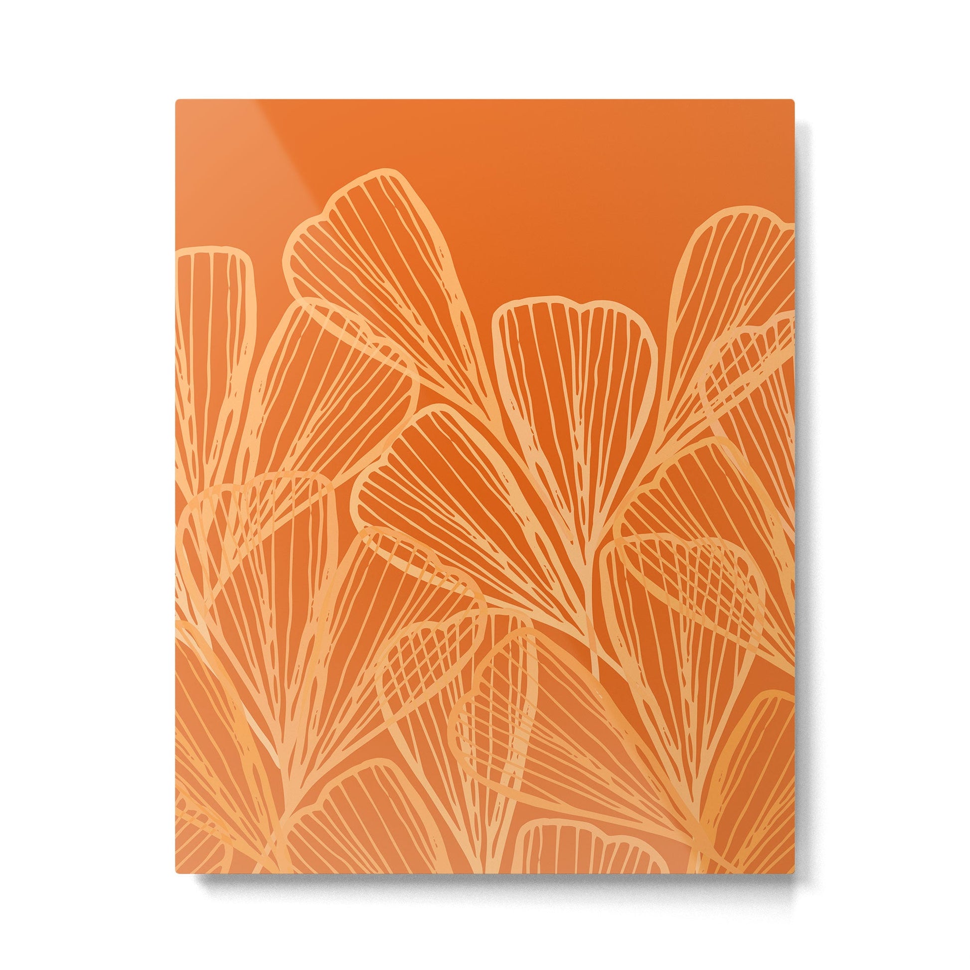 Modern Garden in Orange Metal Print | TeksDecor