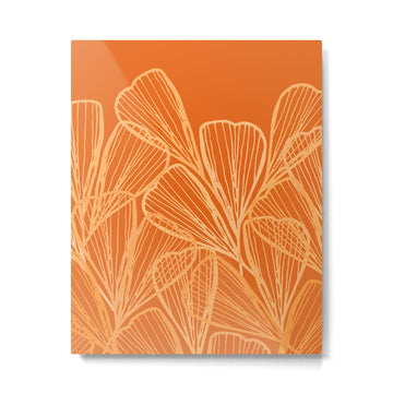 Modern Garden in Orange Metal Print | TeksDecor