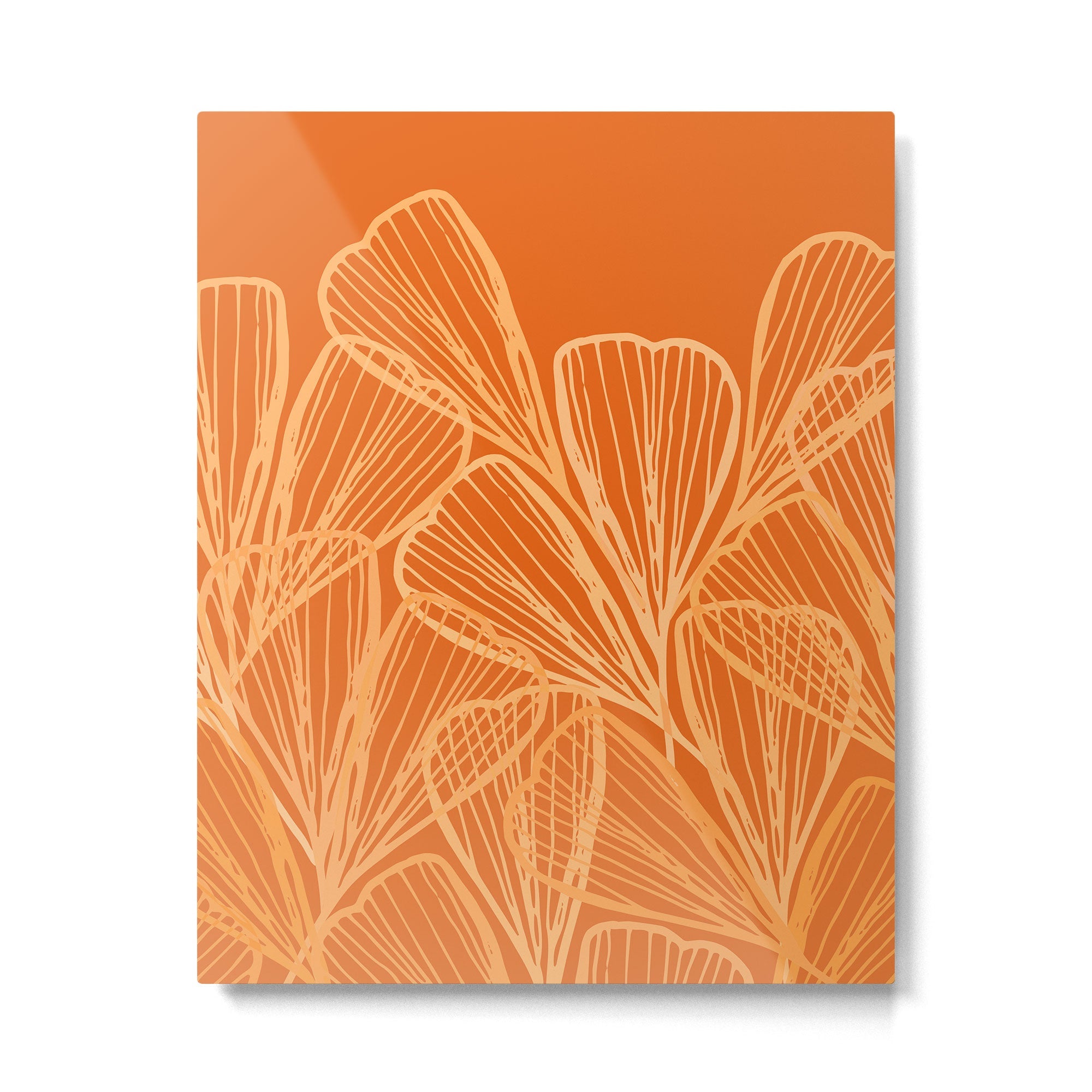 Modern Garden in Orange Metal Print | TeksDecor