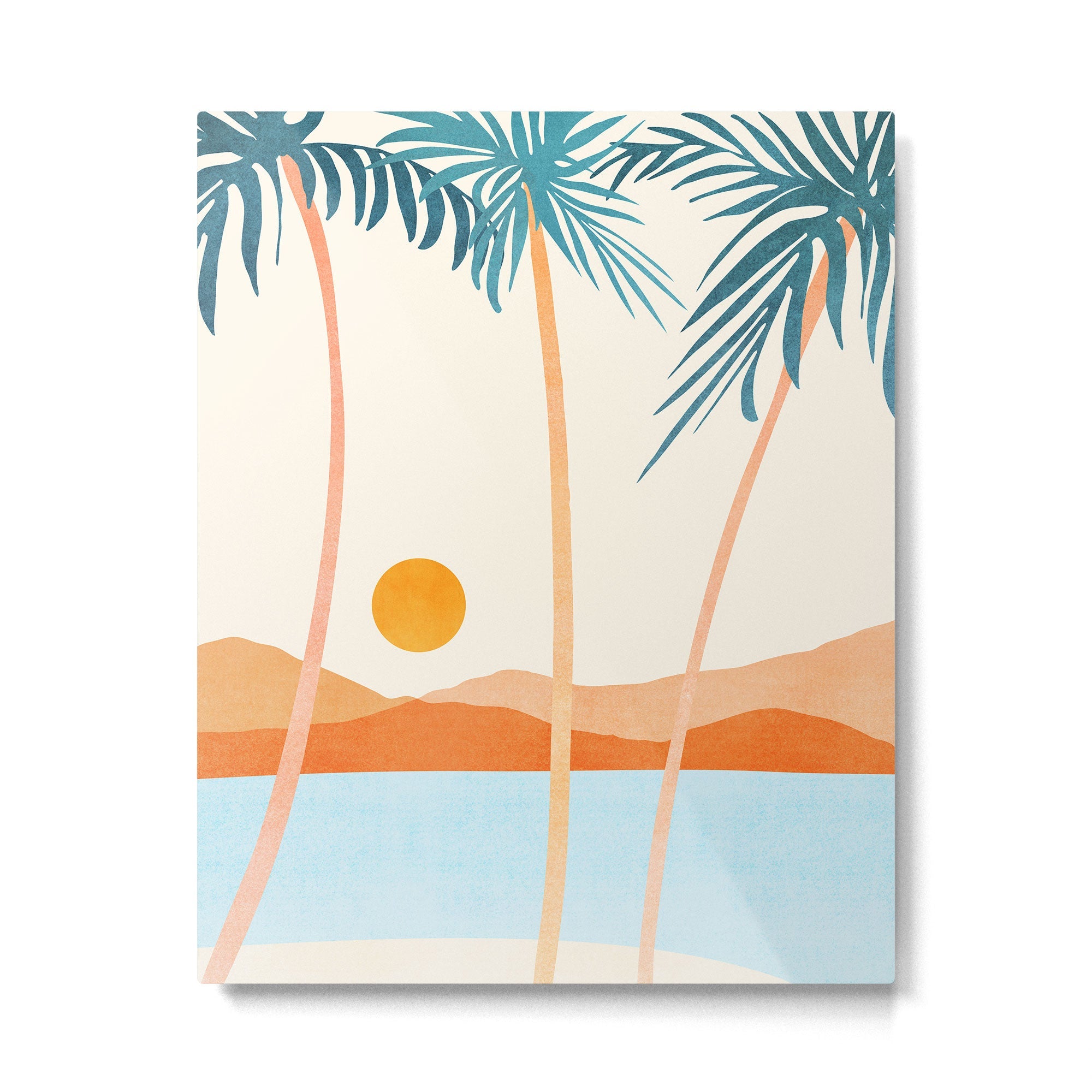 Palm Island Sunset Landscape Metal Print | TeksDecor