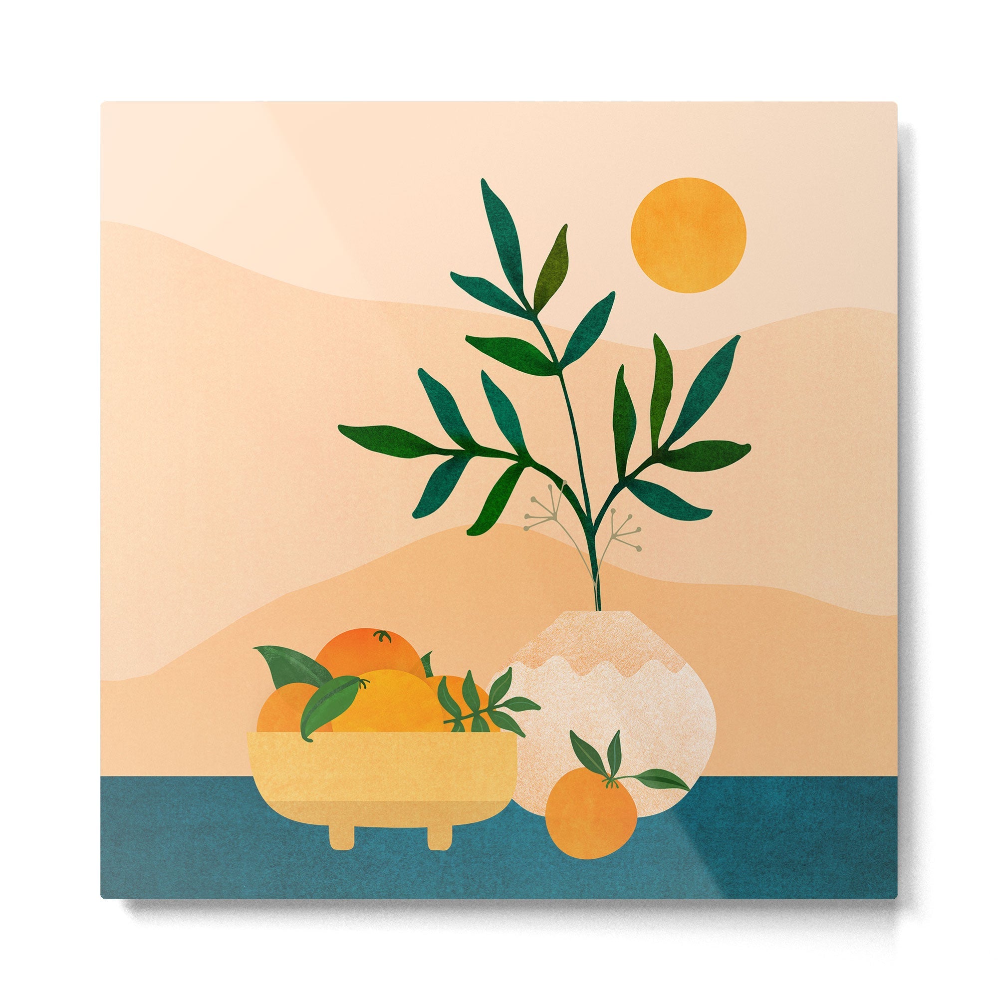 Palm Springs Picnic Nature Scene Metal Print | TeksDecor