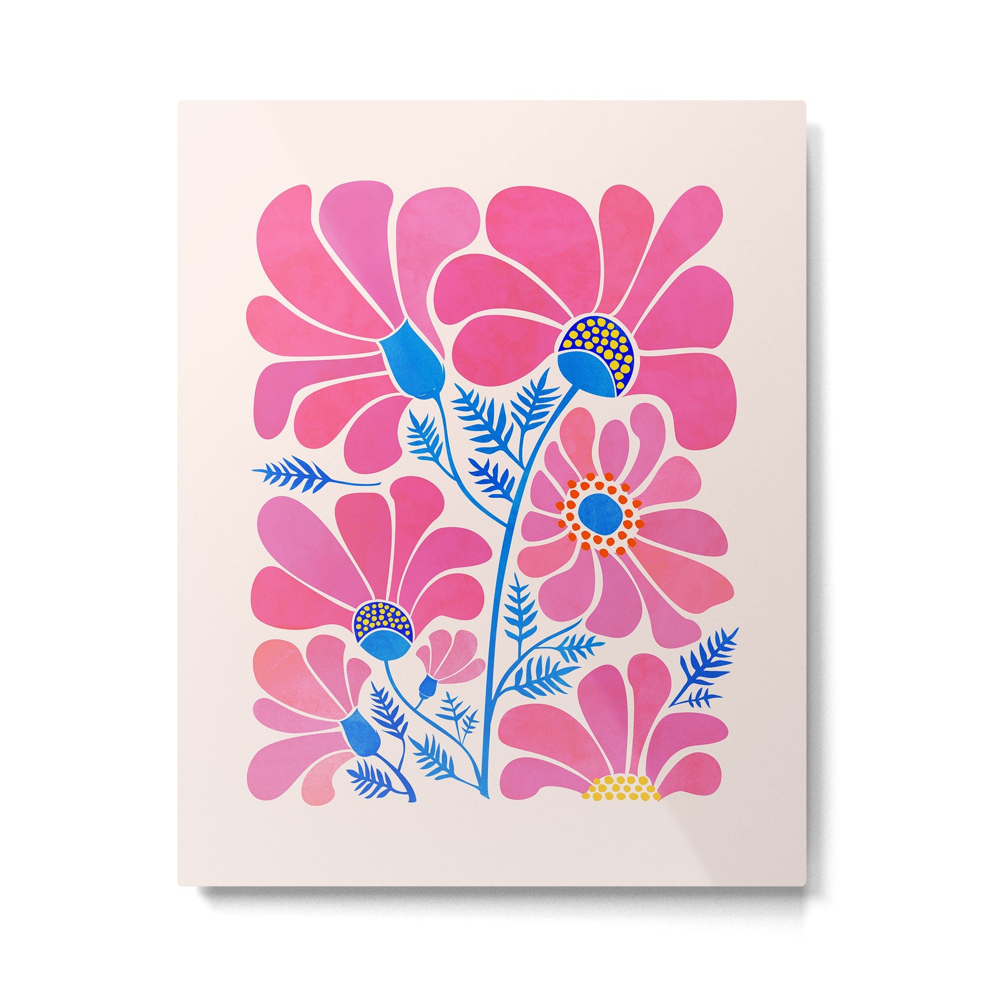 Pink Wildflowers - Floral Illustration Metal Print | TeksDecor