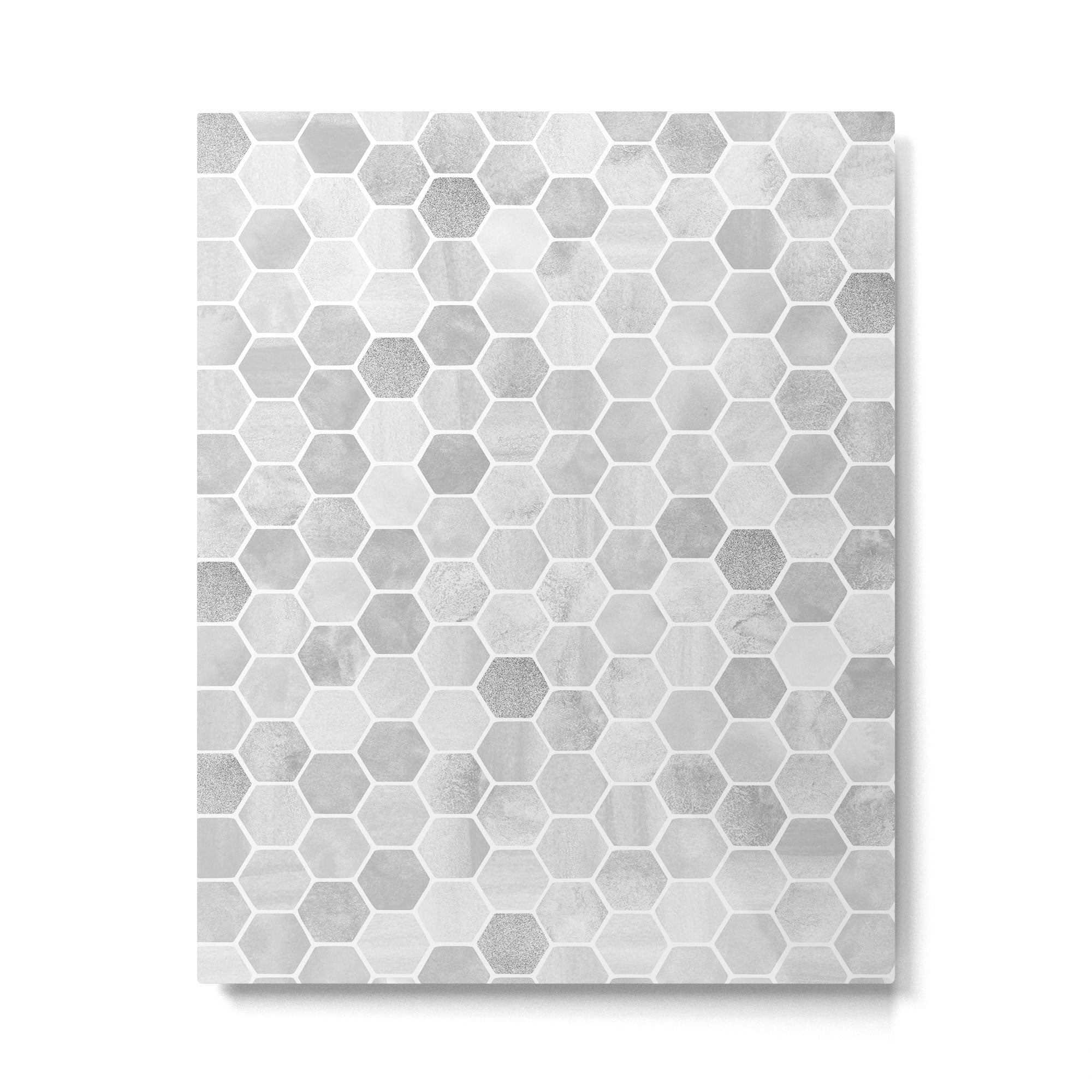 Silver and Gray Hexagon Geometric Pattern Metal Print | TeksDecor