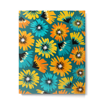 Teal Retro Summer Floral Metal Print | TeksDecor