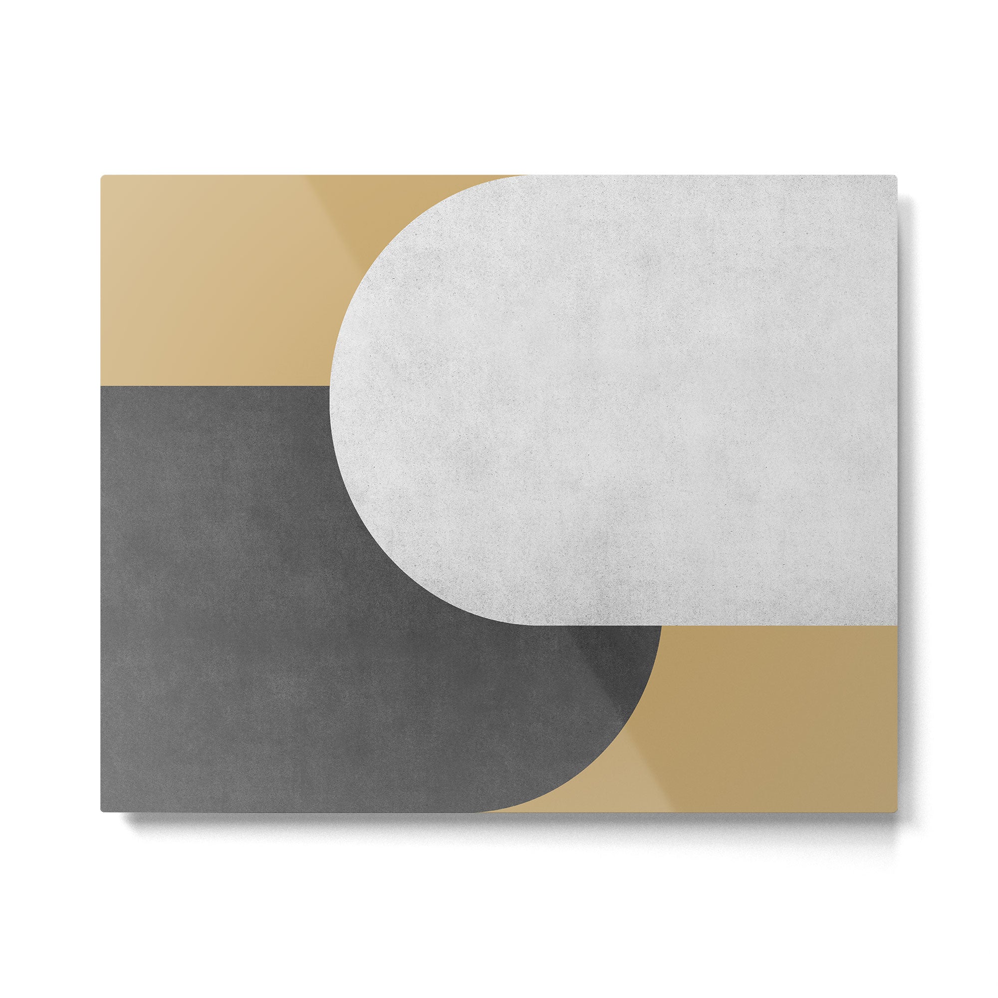 Halfmoon Colorblock - Black White on Gold Metal Print | TeksDecor