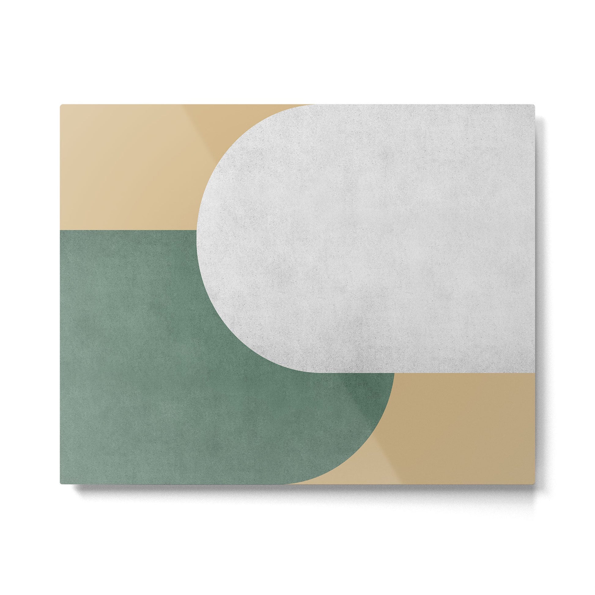 Halfmoon Colorblock - White Green on Gold Metal Print | TeksDecor