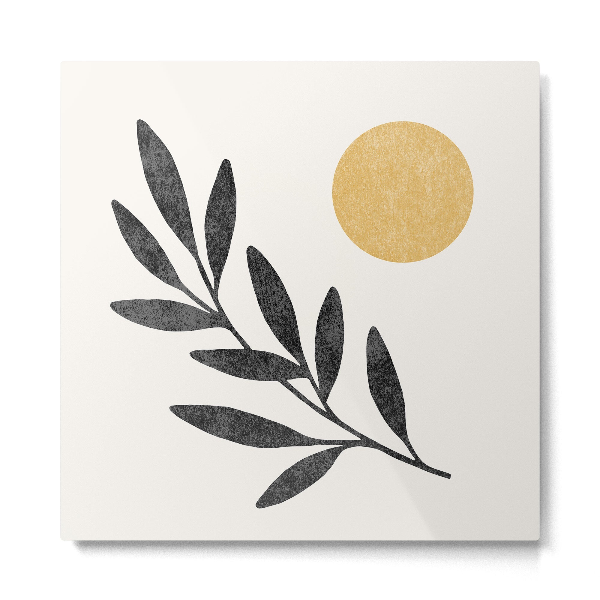 Leaf Sun 1 - Gold Black Metal Print | TeksDecor