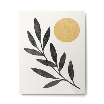 Leaf Sun 1 - Gold Black Metal Print | TeksDecor