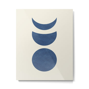 Lunar Phase - Blue Metal Print | TeksDecor