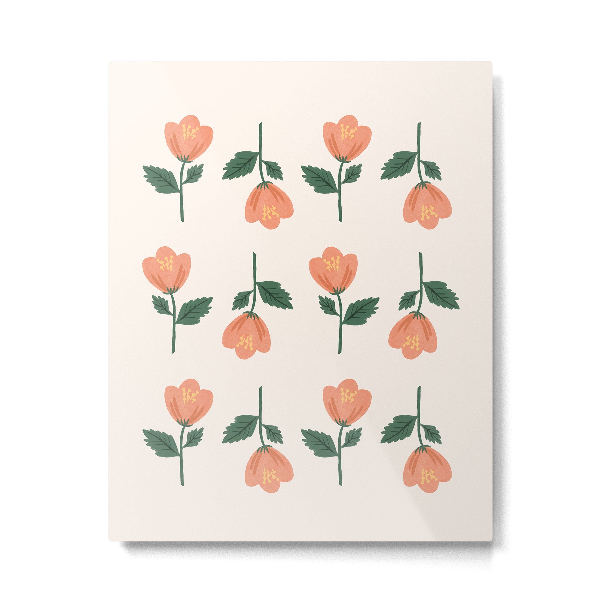 Pink Peony Pattern Metal Print | TeksDecor