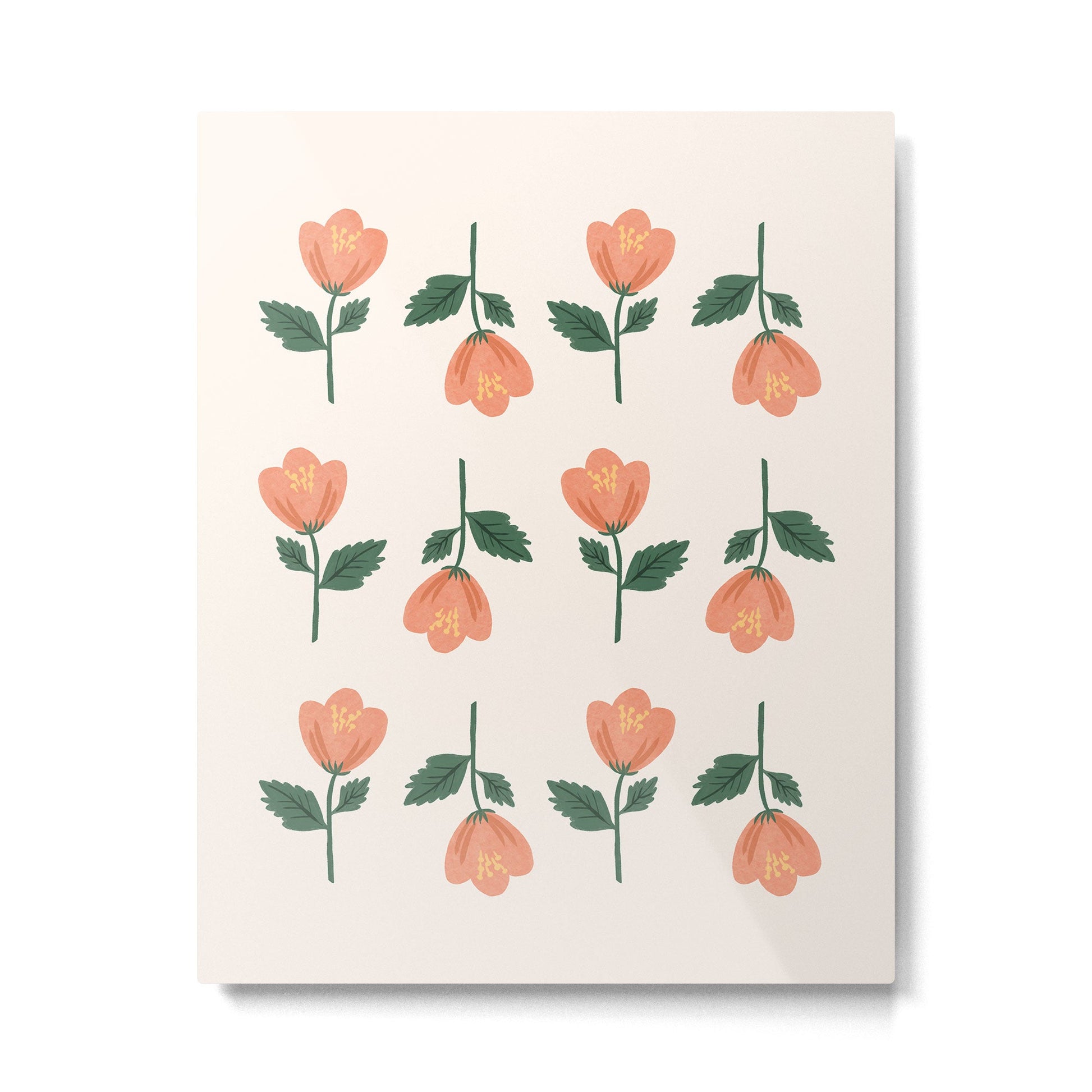 Pink Peony Pattern Metal Print | TeksDecor