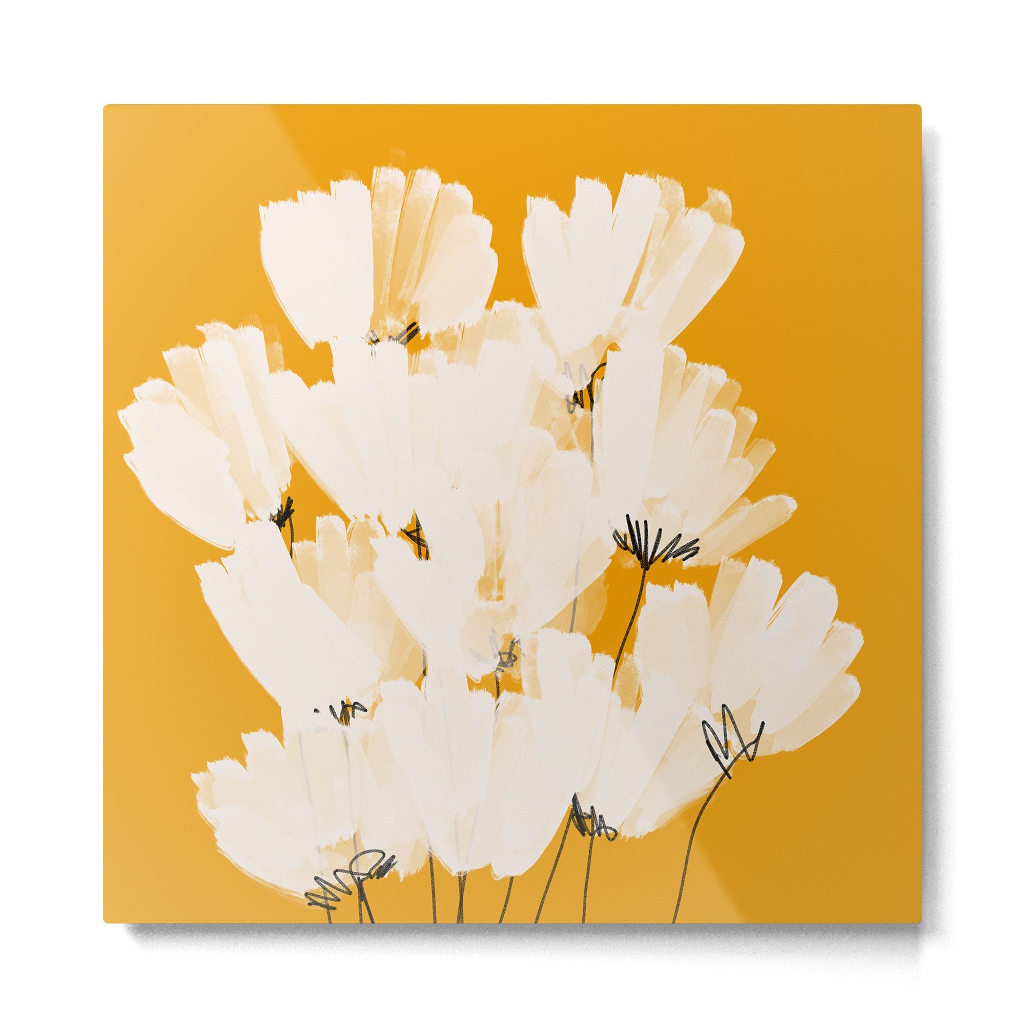 Flowers In Tangerine Metal Print | TeksDecor