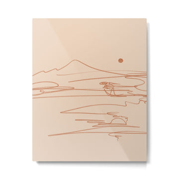 Line Mountain Sunset. Metal Print | TeksDecor