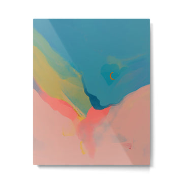 Moon Light On Rainbow Pastel | Night Sky Texture Design Metal Print | TeksDecor