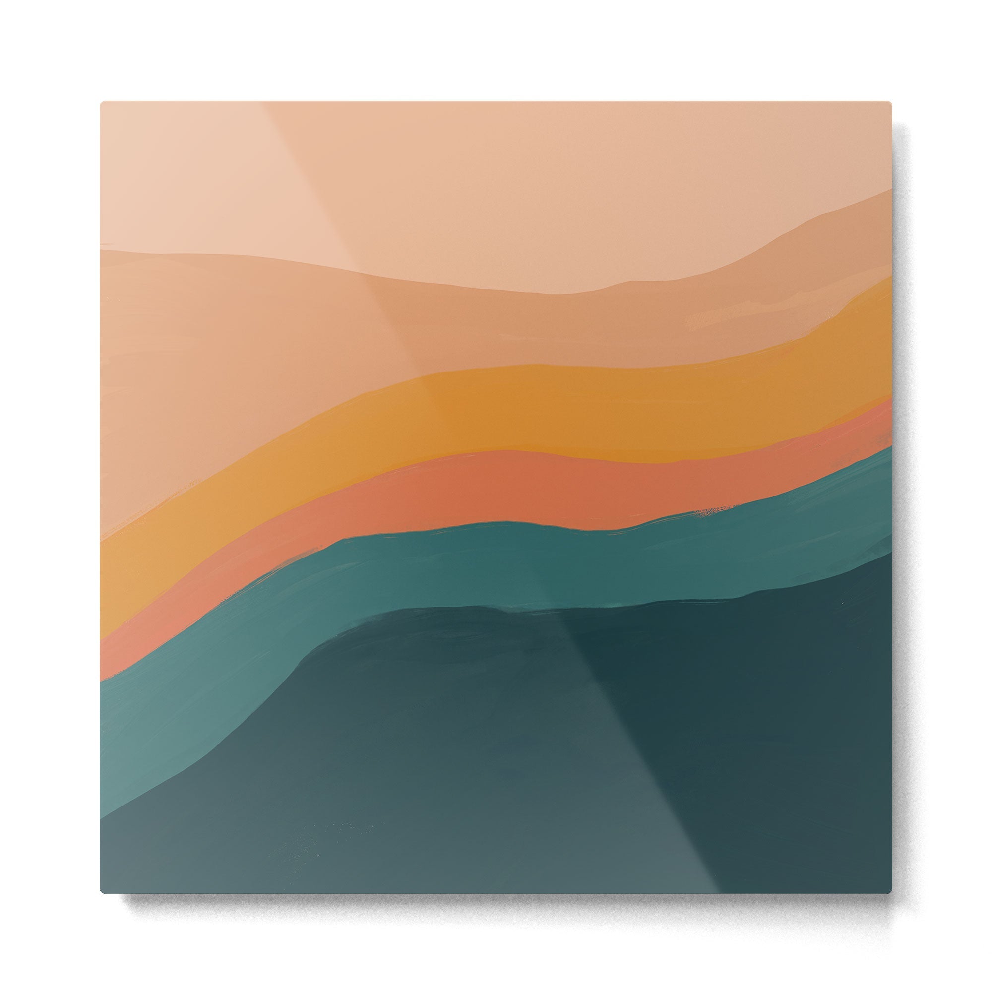 Waves On Sunset Hill | Waves Texture Design Metal Print | TeksDecor