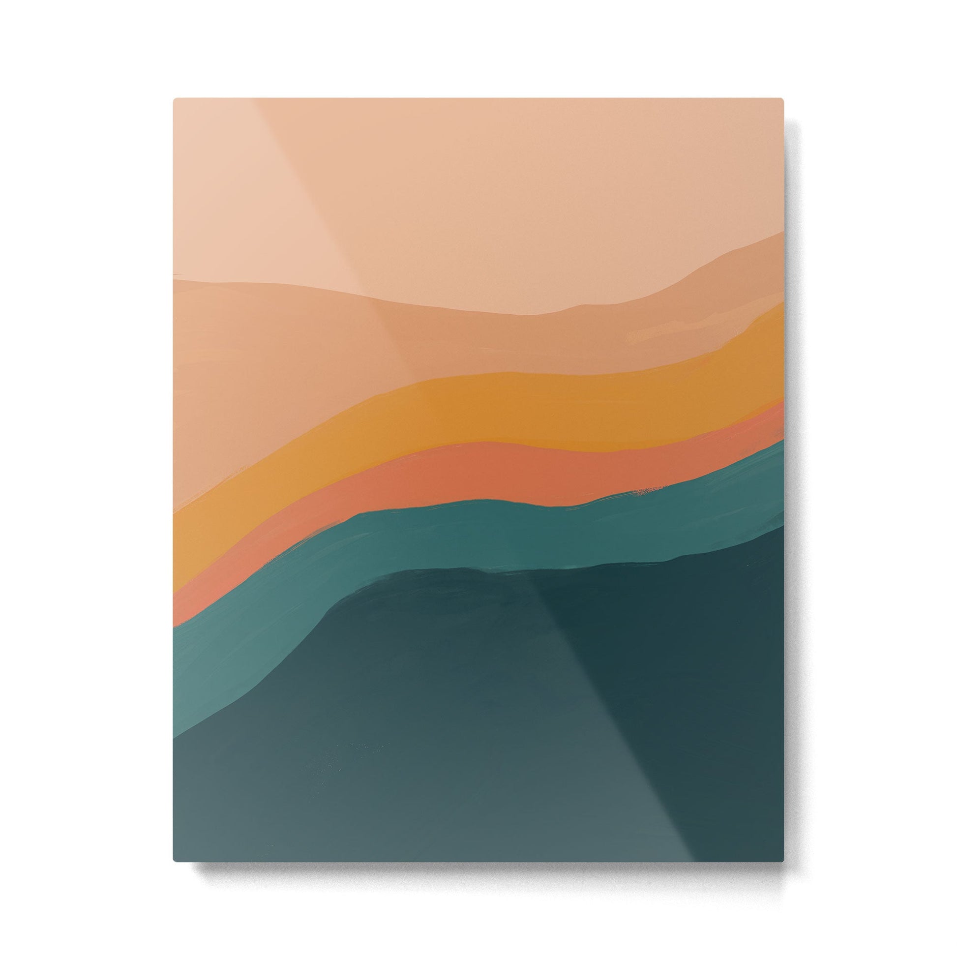 Waves On Sunset Hill | Waves Texture Design Metal Print | TeksDecor